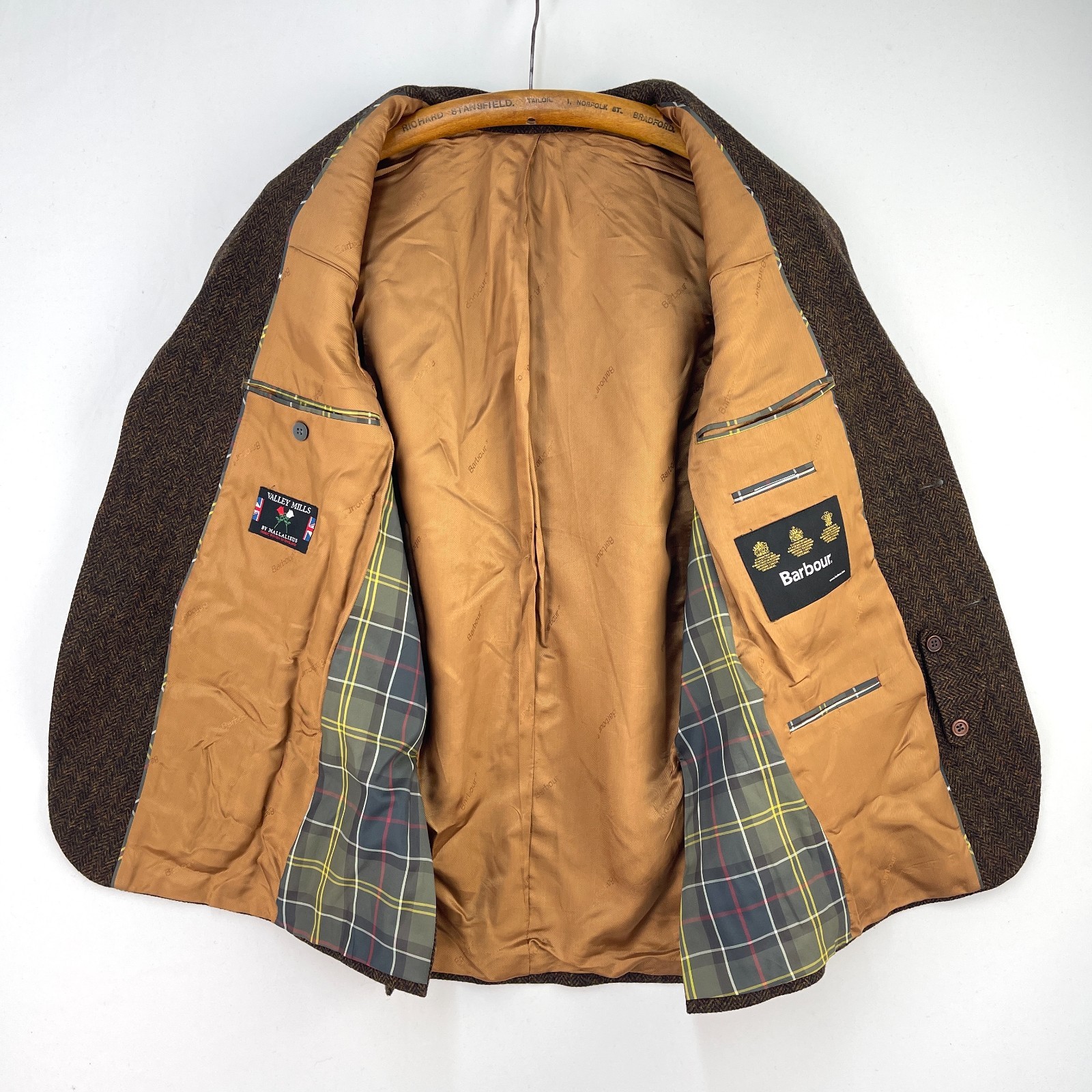 Barbour Tweed Blazer Mens UK 38R Brown Valley Mallalieus Wool Country Jacket