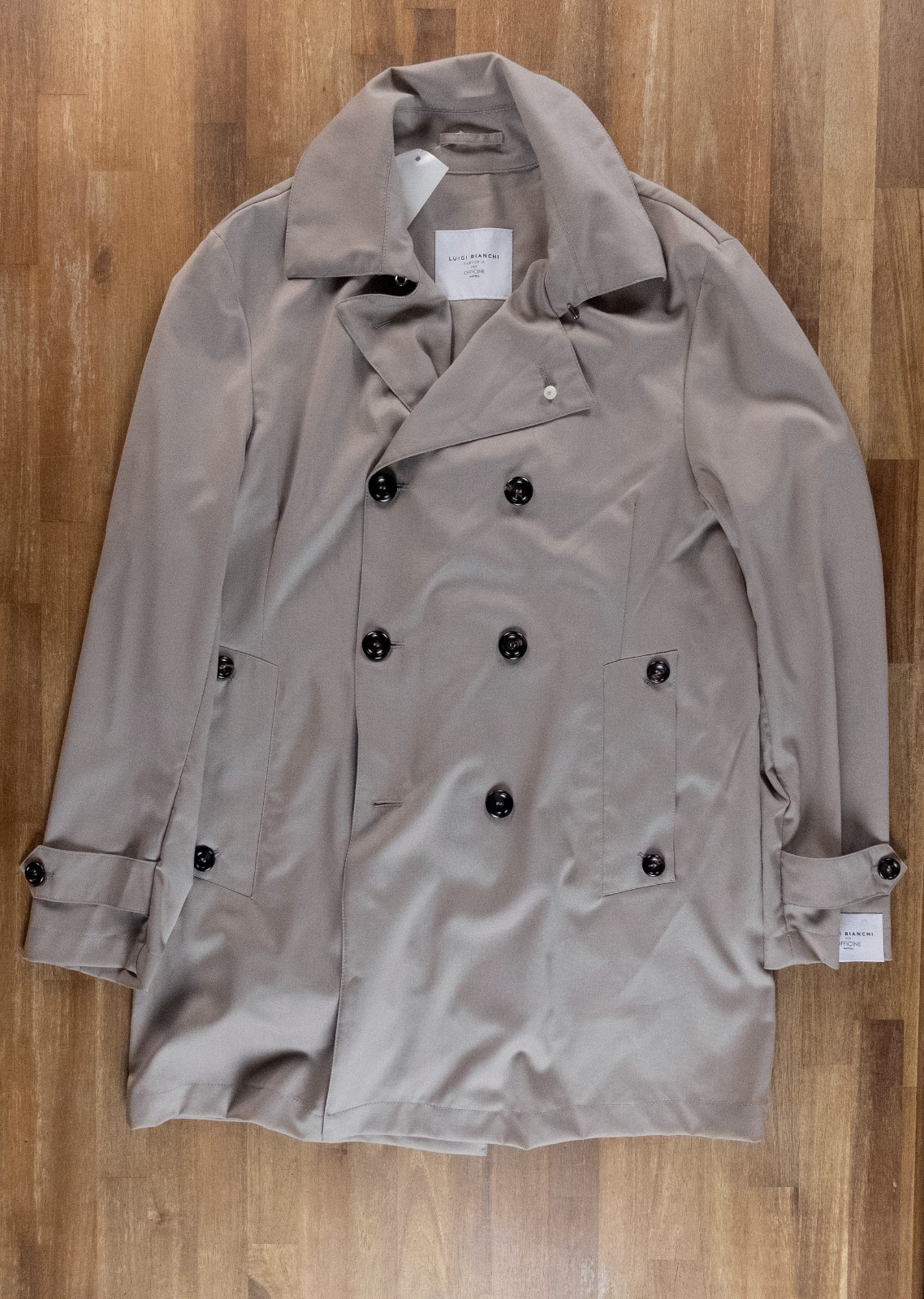 (NO CUSTOMS TAX) LUIGI BIANCHI SARTORIA beige wool trench coat Size 40 / Large