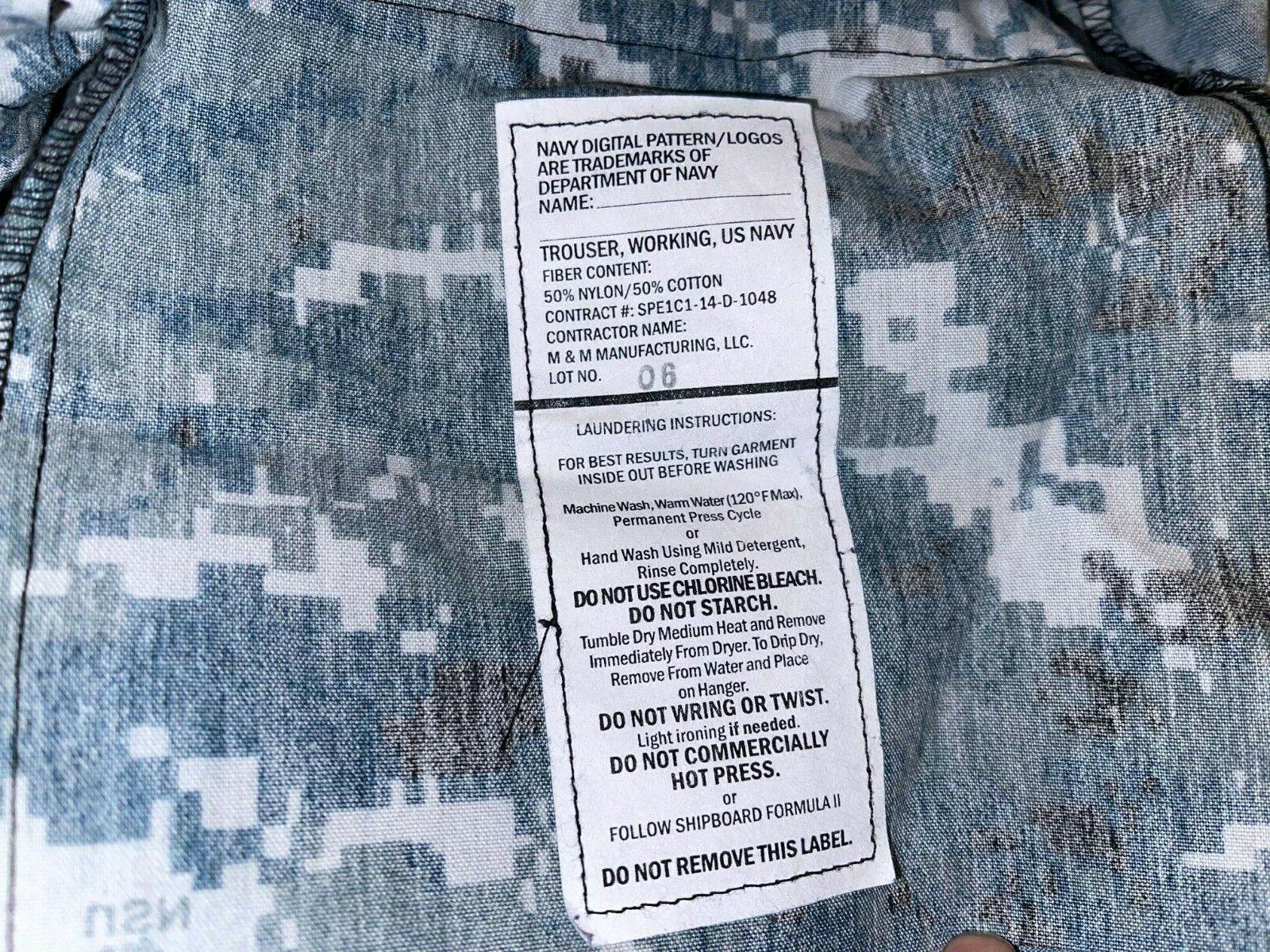 US NAVY NWU TYPE 1 BLUE DIGITAL CAMOUFLAGE BLUEBERRY UNIFORM PANTS TROUSERS