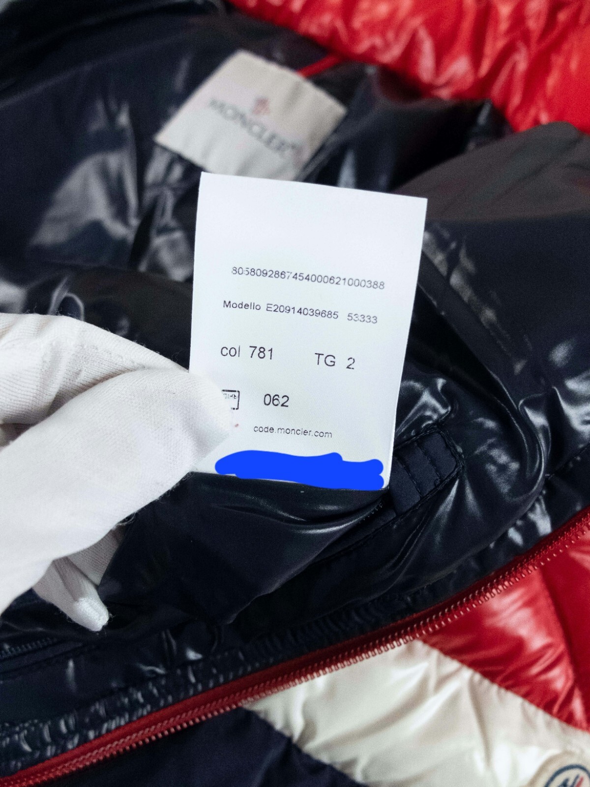 MONCLER Konic navy blue & red quilted down puffer jacket Size Medium / 2 NWT
