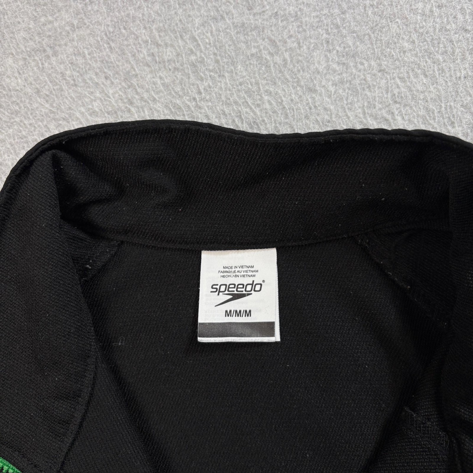Speedo Jacket Men Medium Black Full Zip Athletic Polyester Spandex Sporty Swim