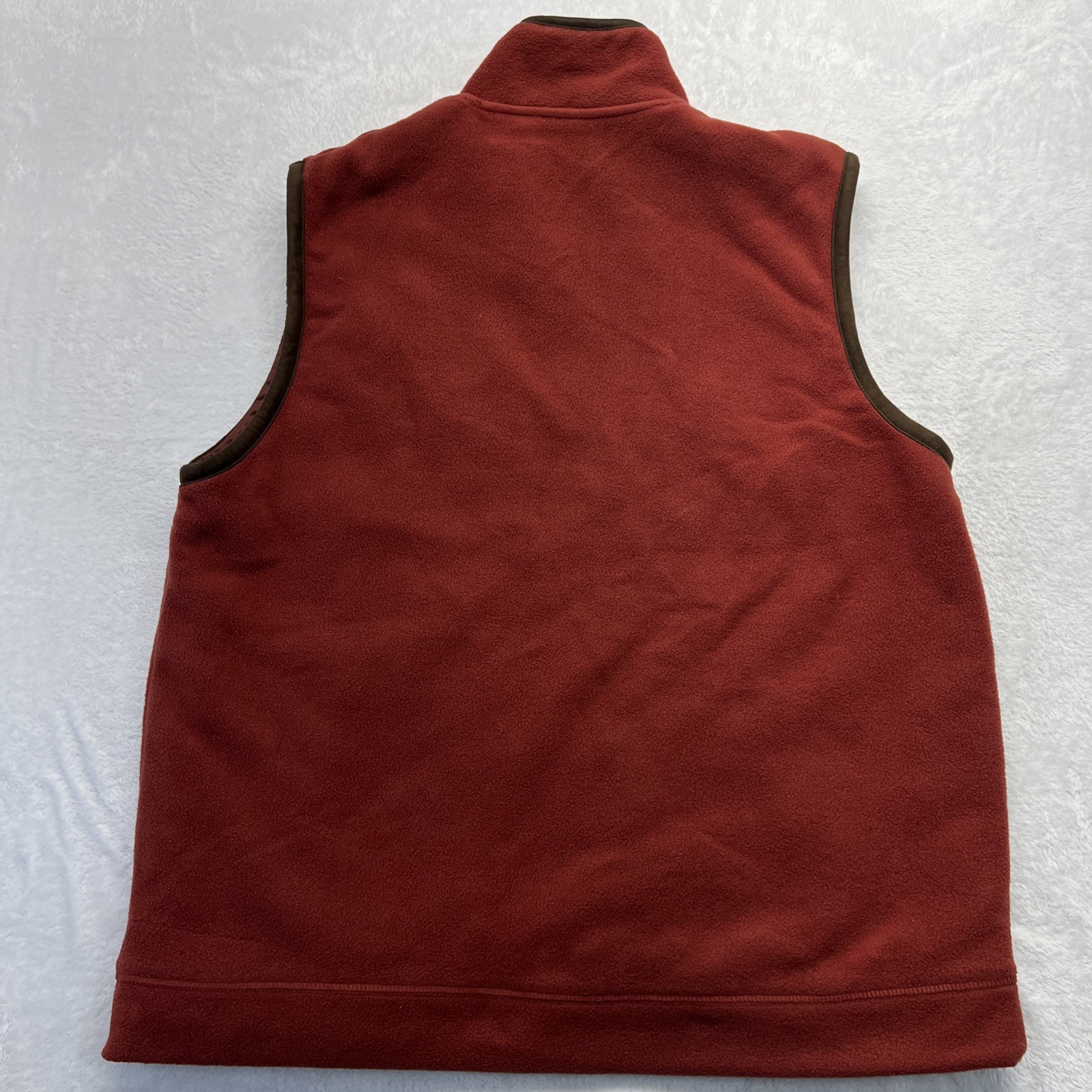 P.G. Field Vest Men XL Rust w/ Brown Trim Front Zip Lined Drawstring Bottom