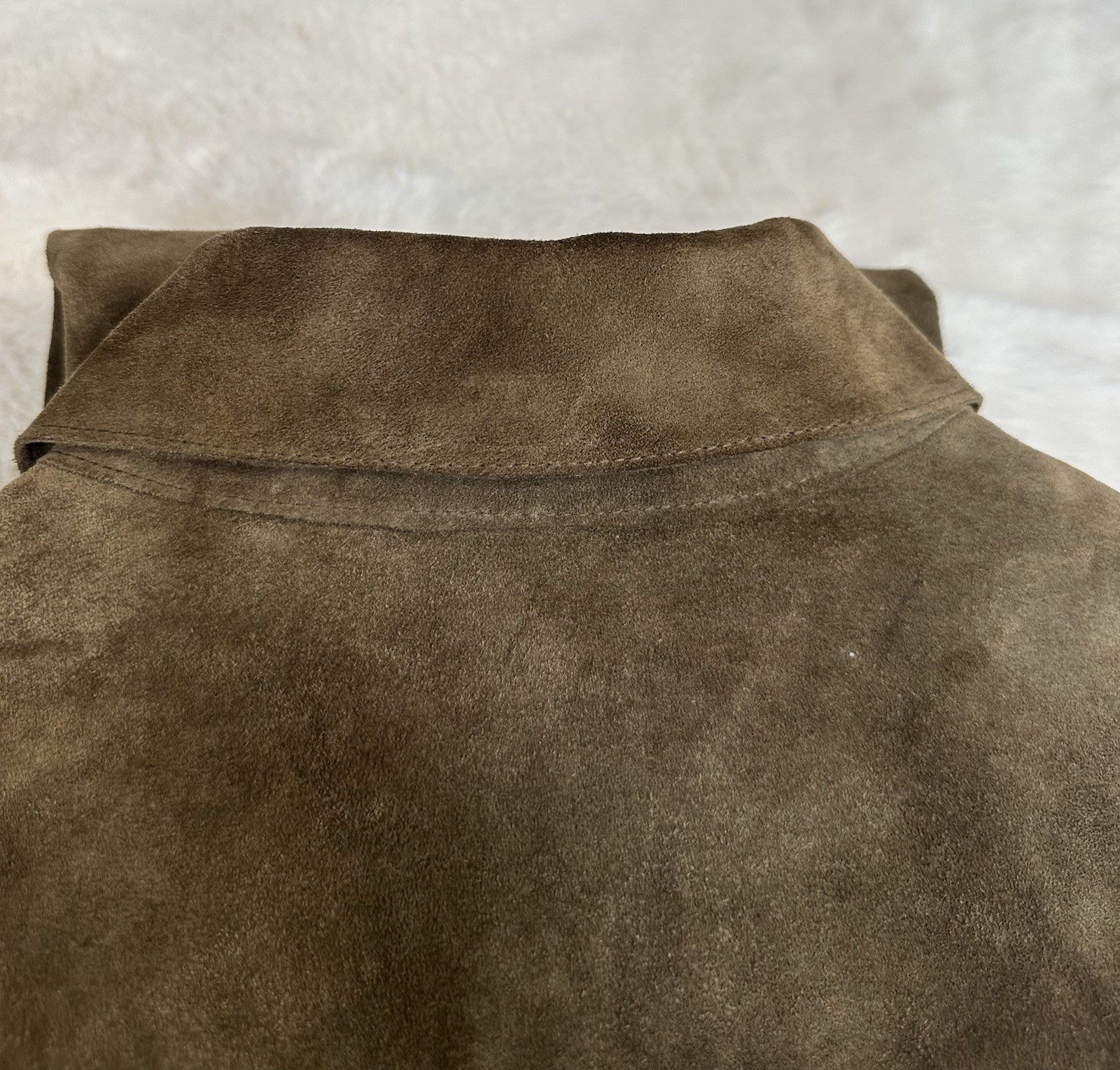 Andrew Marc mens suede leather jacket small olive brown