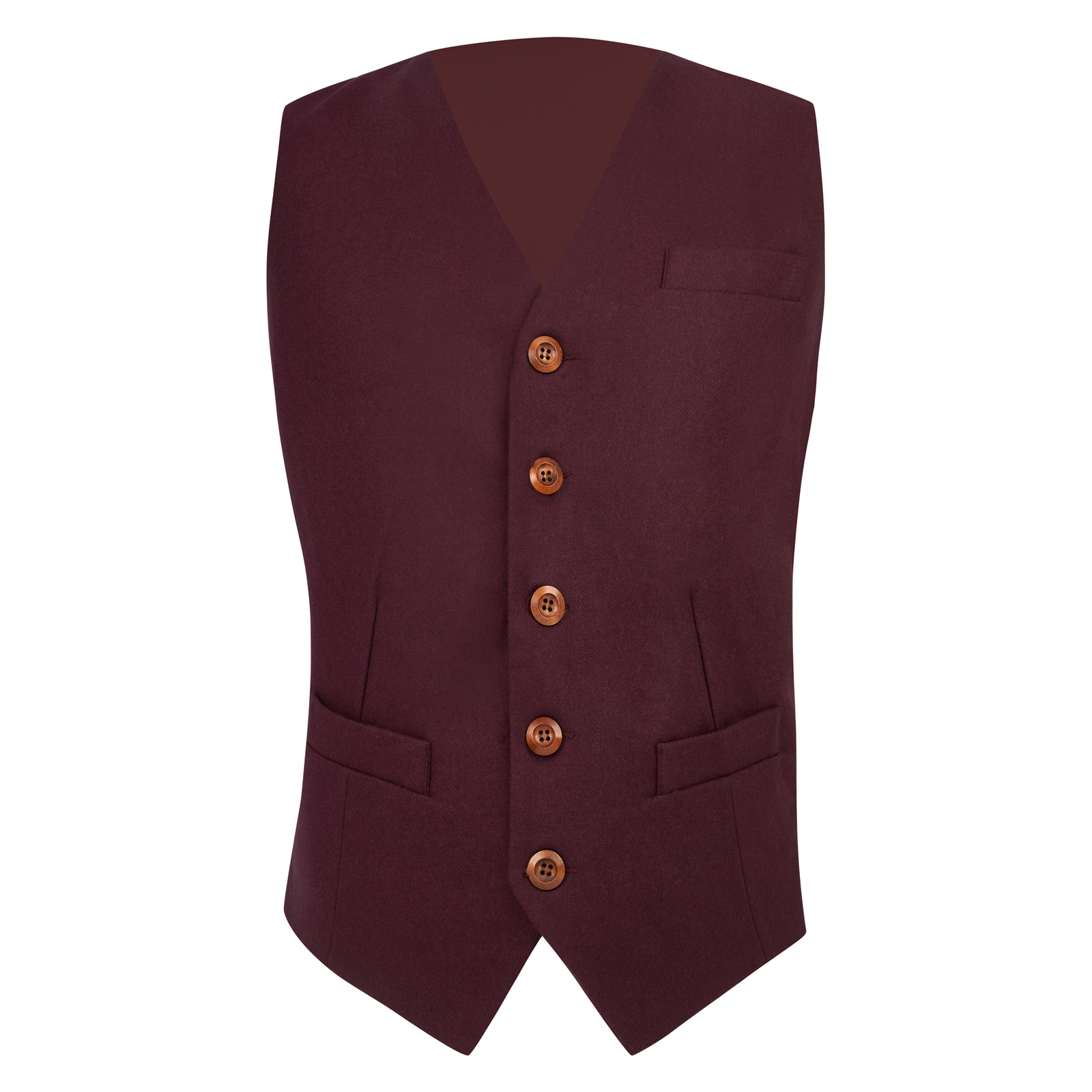 Luxury Burgundy Wool Waistcoat, Tweed