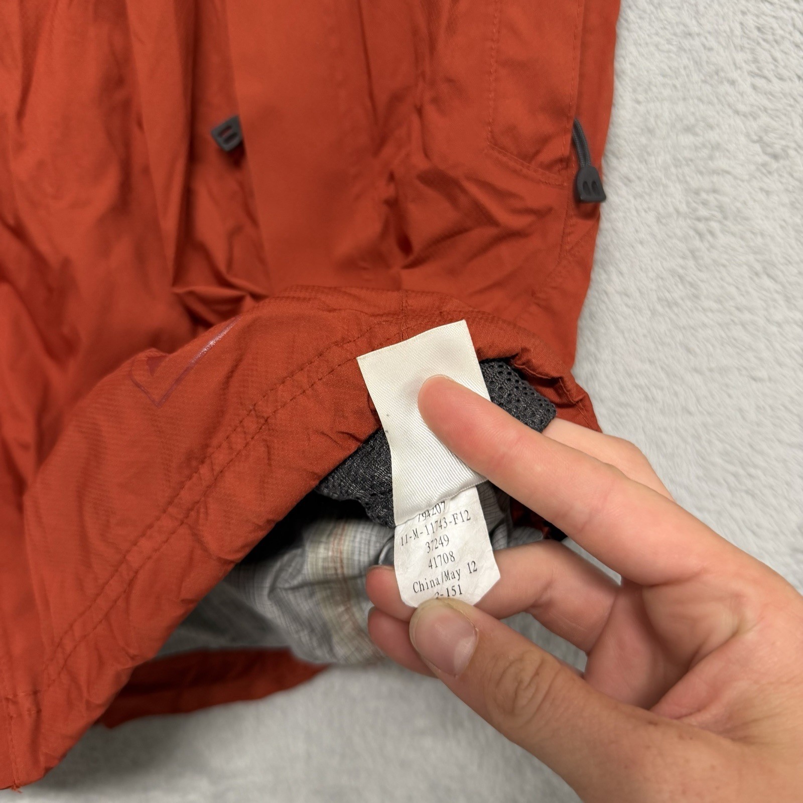 Vtg REI Elements Rain Windbreaker Shell Jacket Full Zip Hooded Orange Mens Large