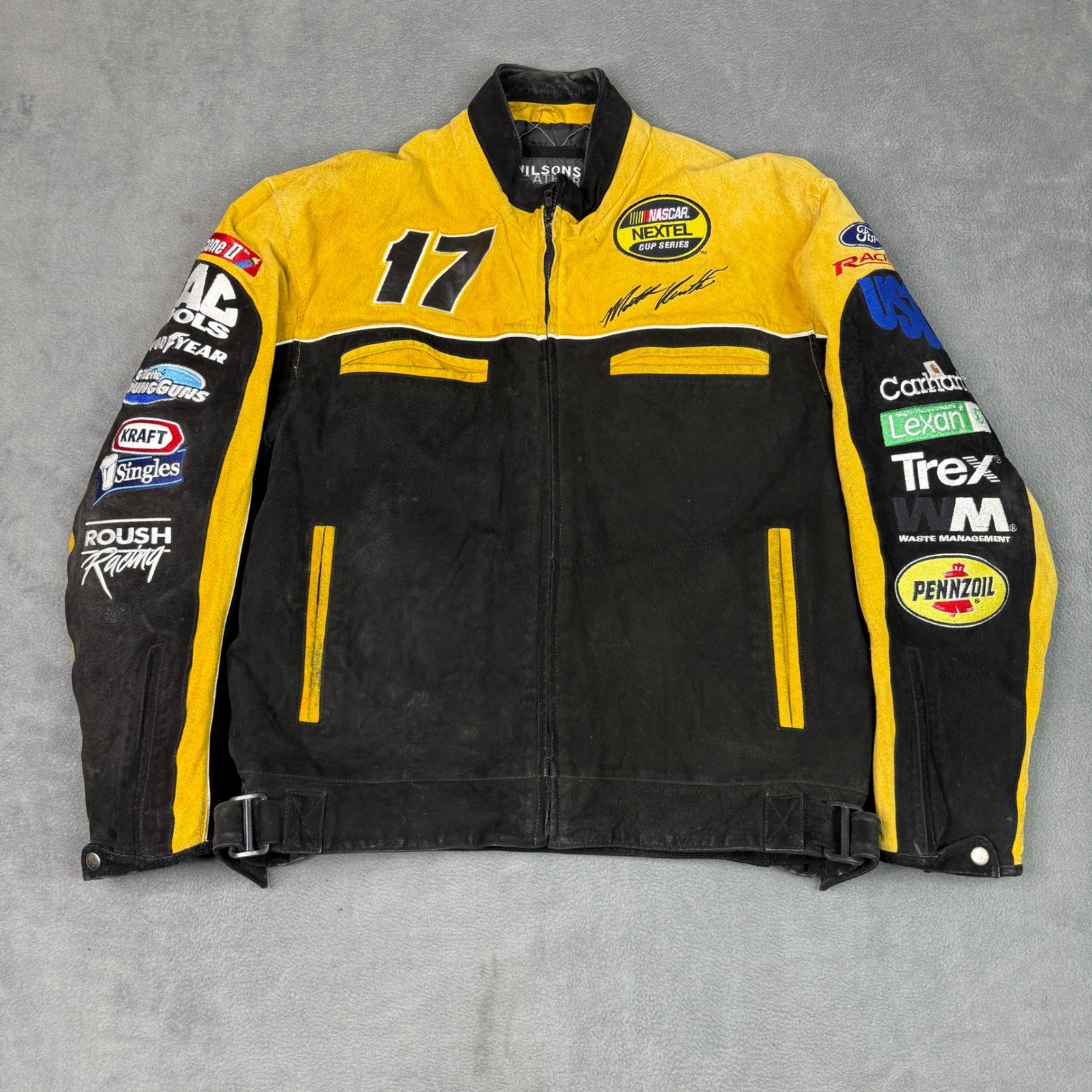 Wilsons Leather NASCAR Matt Kenseth 17 DeWalt Suede Racing Jacket Mens Medium