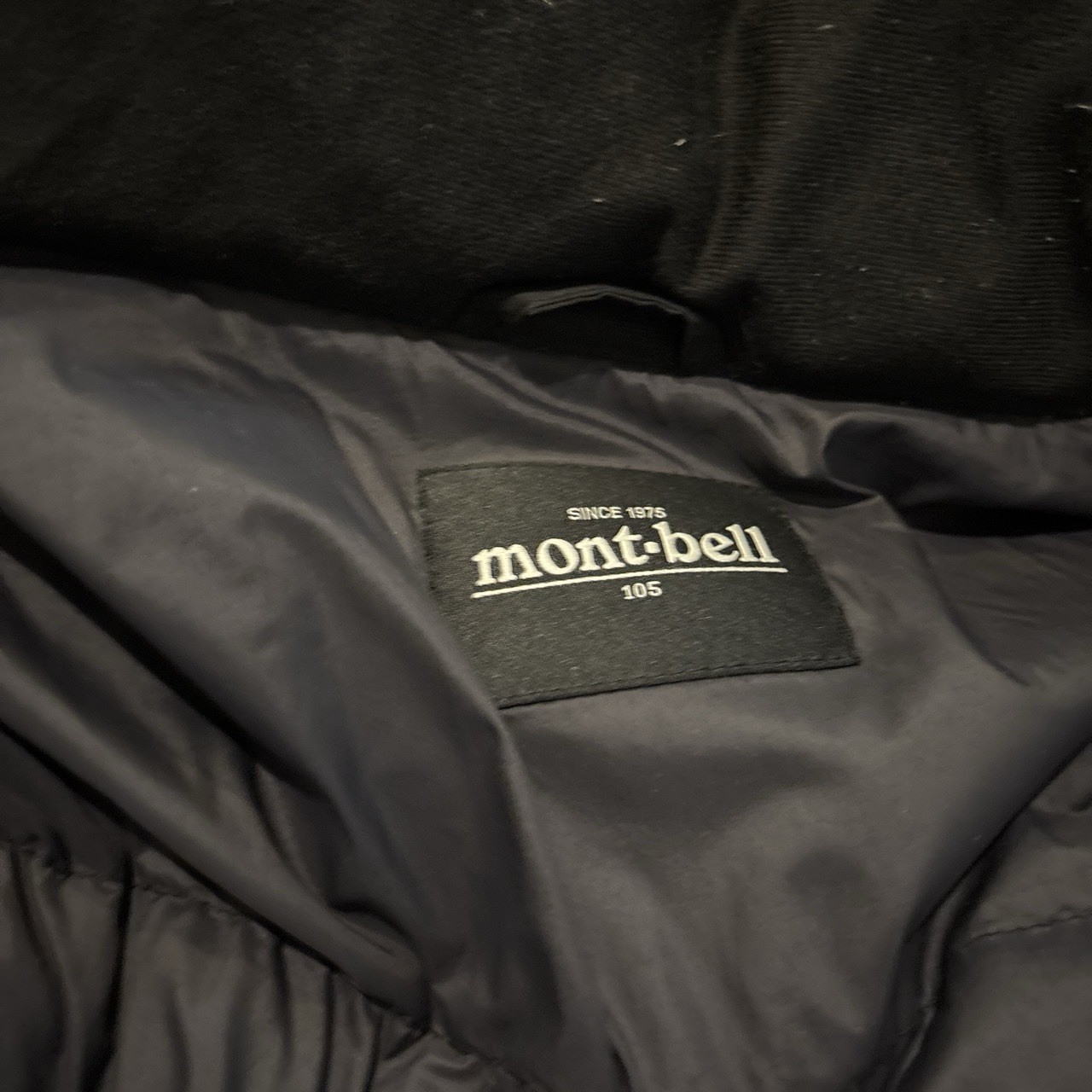mont-bell Men’s Down Hooded Parka Jacket Fur Trim Black 105 (XL) Zip Snap