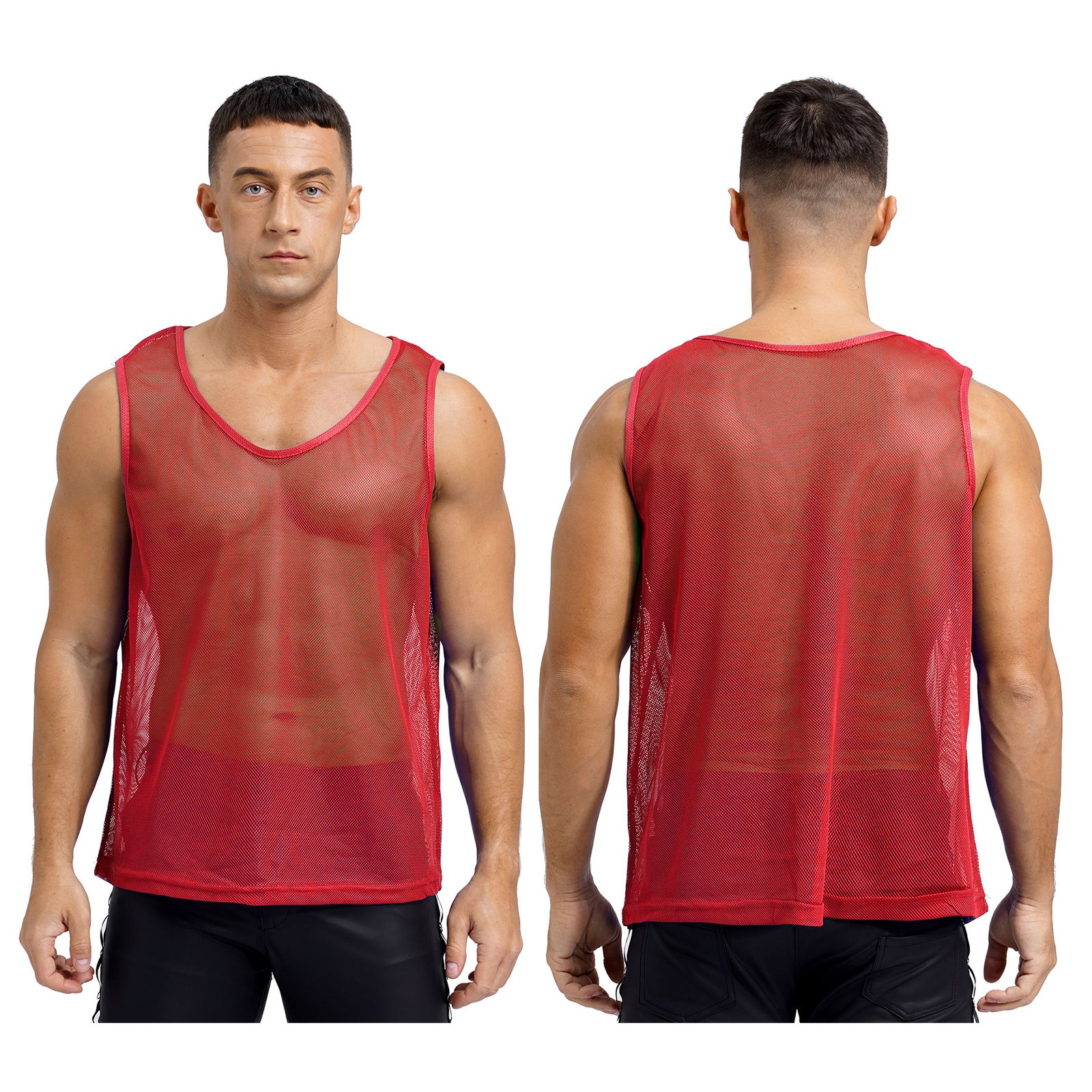 Mens Hollow Out Mesh Training Vest Team Sportswear Sleeveless Workout Tank Top