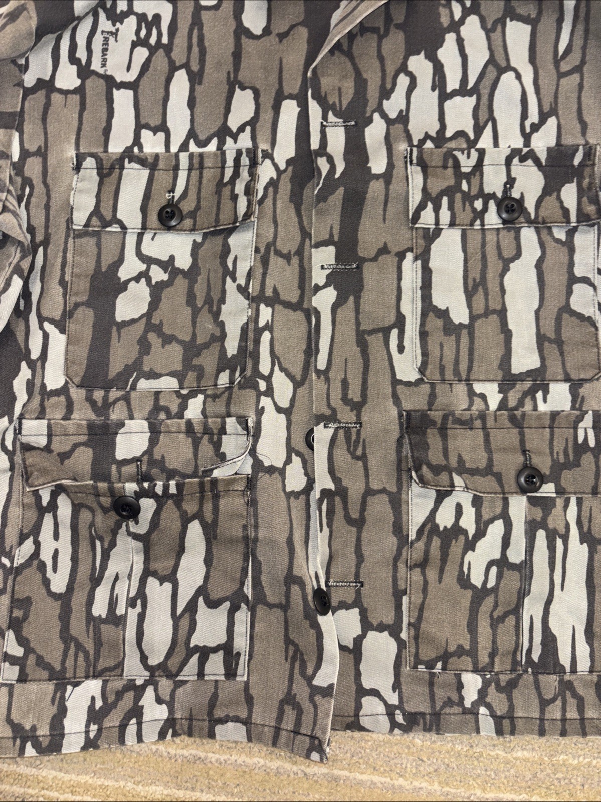 Vintage Trebark Camouflage Field Shirt Button Down Four Pocket Medium Preowned