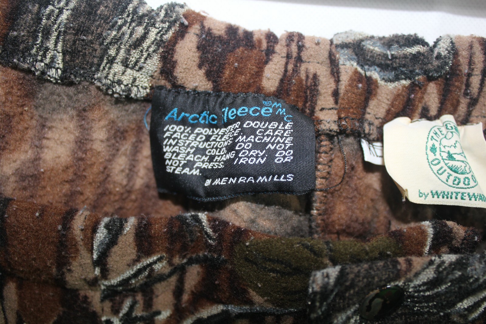 Vintage white water outdoor heavy weight fleece camouflage hunting pants (T52)