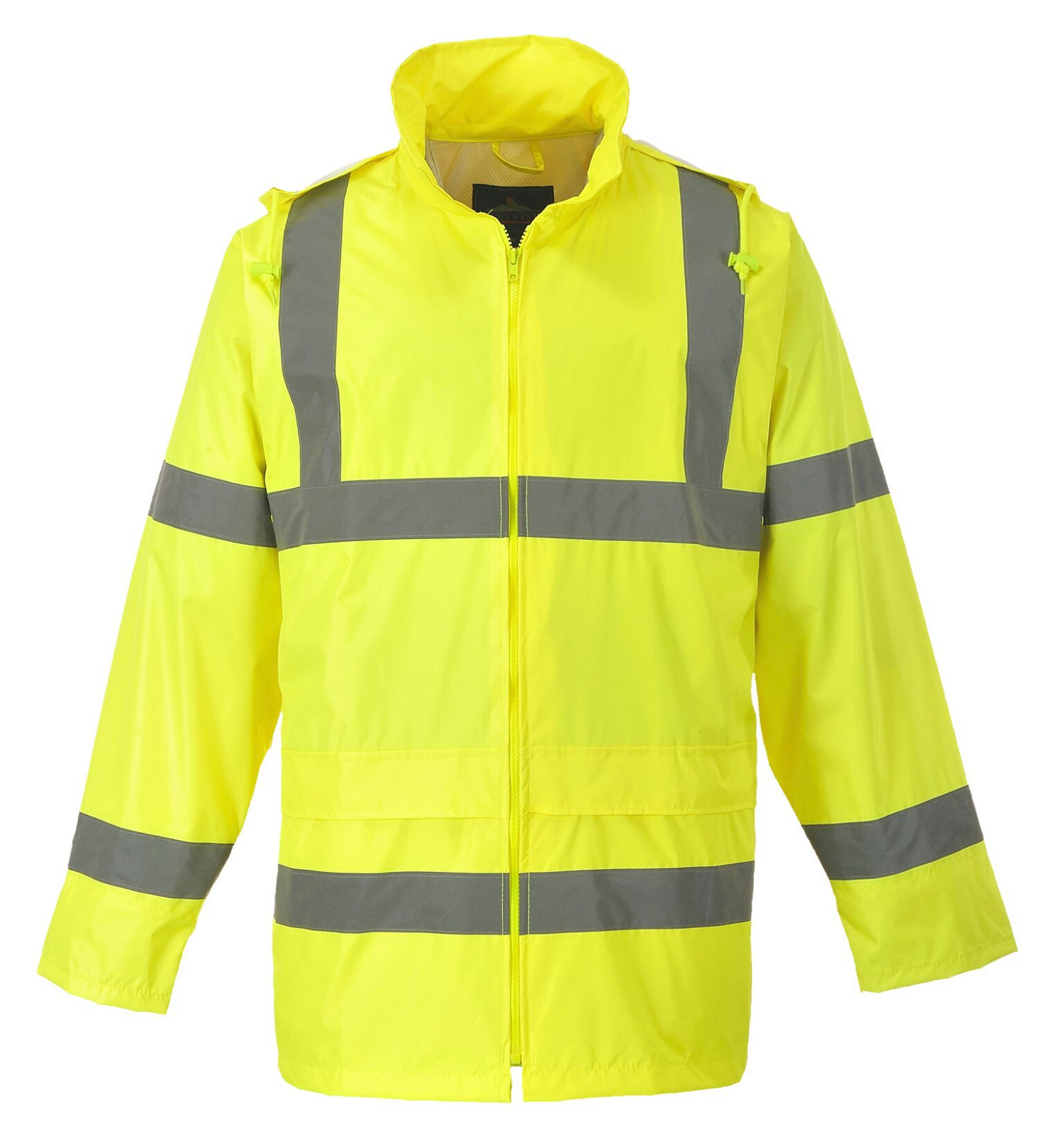 Safety Rain Jacket Reflective Green Hi-Vis Raincoat Rainjacket w Hood S-7XL