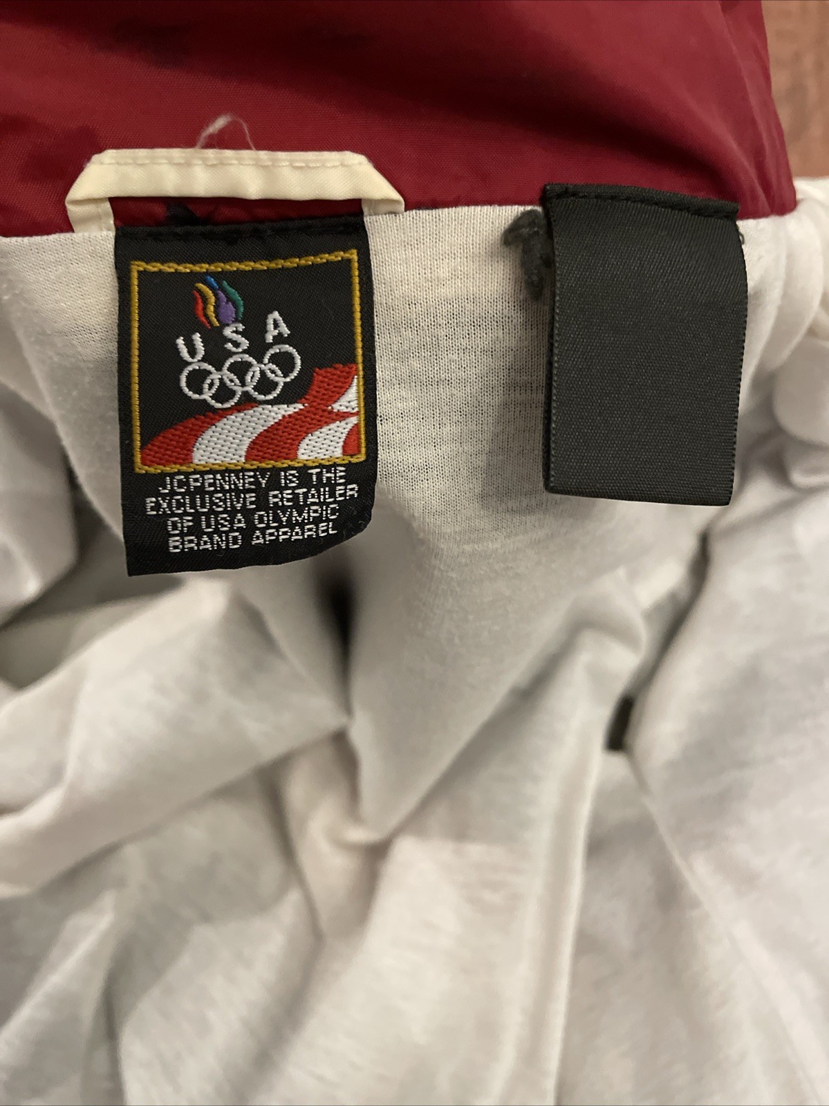 Vintage USA Olympic Jacket Mens Large Black Red White Windbreaker JC Penney 90s