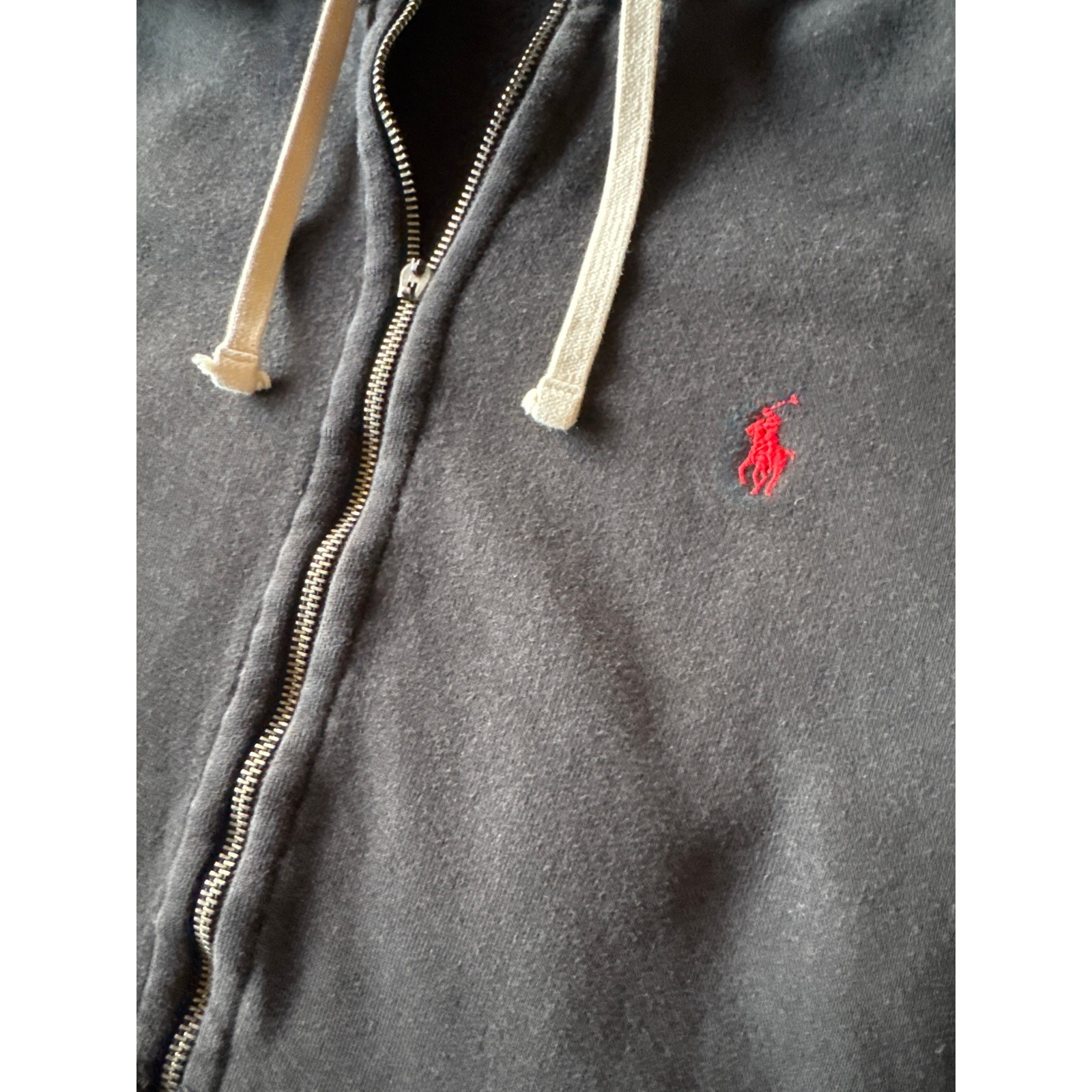 Polo Ralph Lauren L Faded Black Reverse Weave Full Zip Hoodie Sweat Jacket