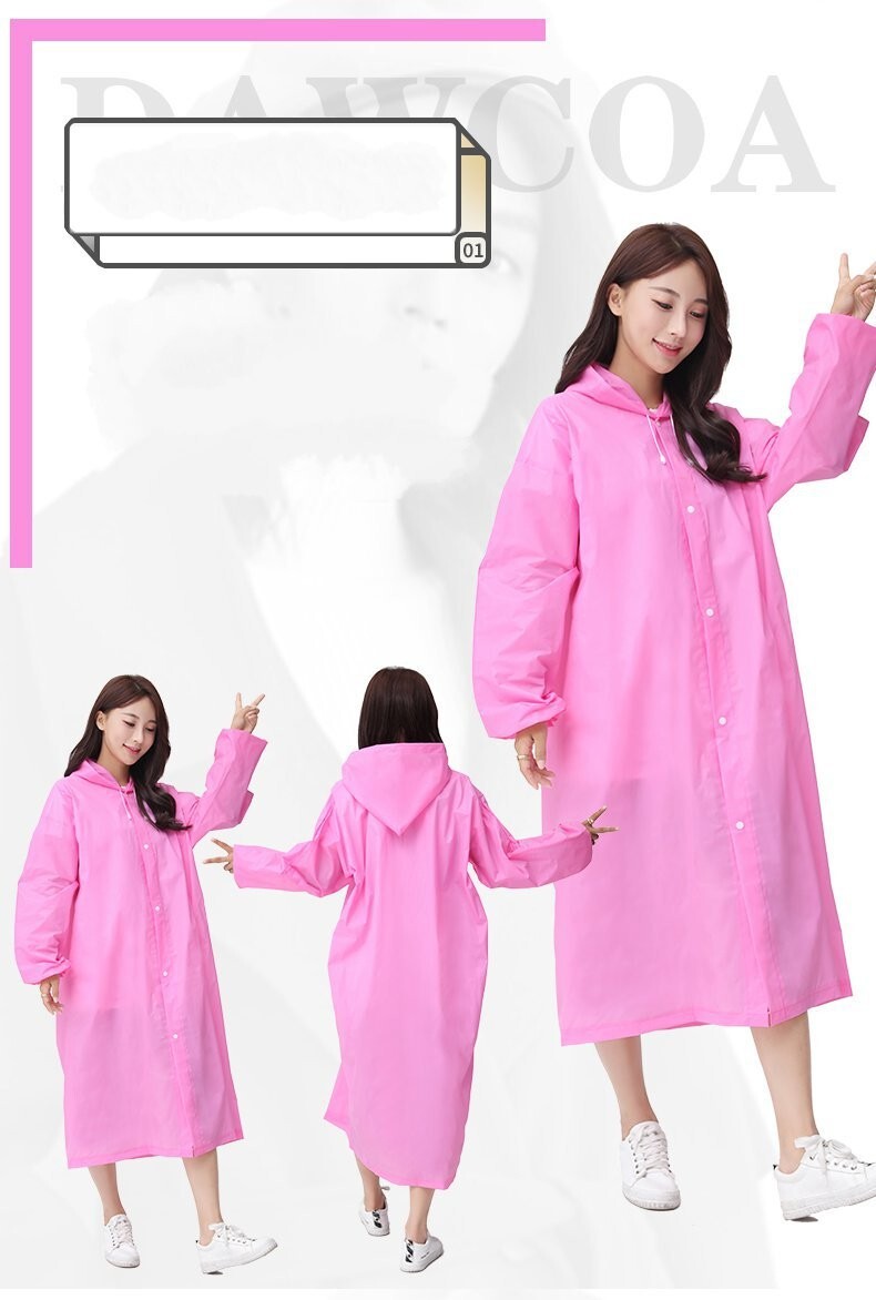 Unisex Adult Waterproof Raincoat Rain Coat Hooded Jacket Poncho Rainwear Camping