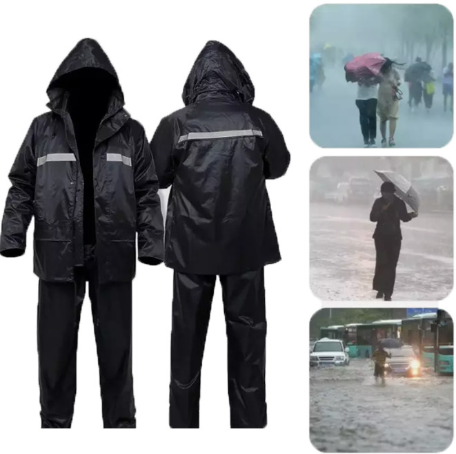 Mens Rain Suits Waterproof Heavy Duty Raincoat Safety Jacket Pants Rain Gear