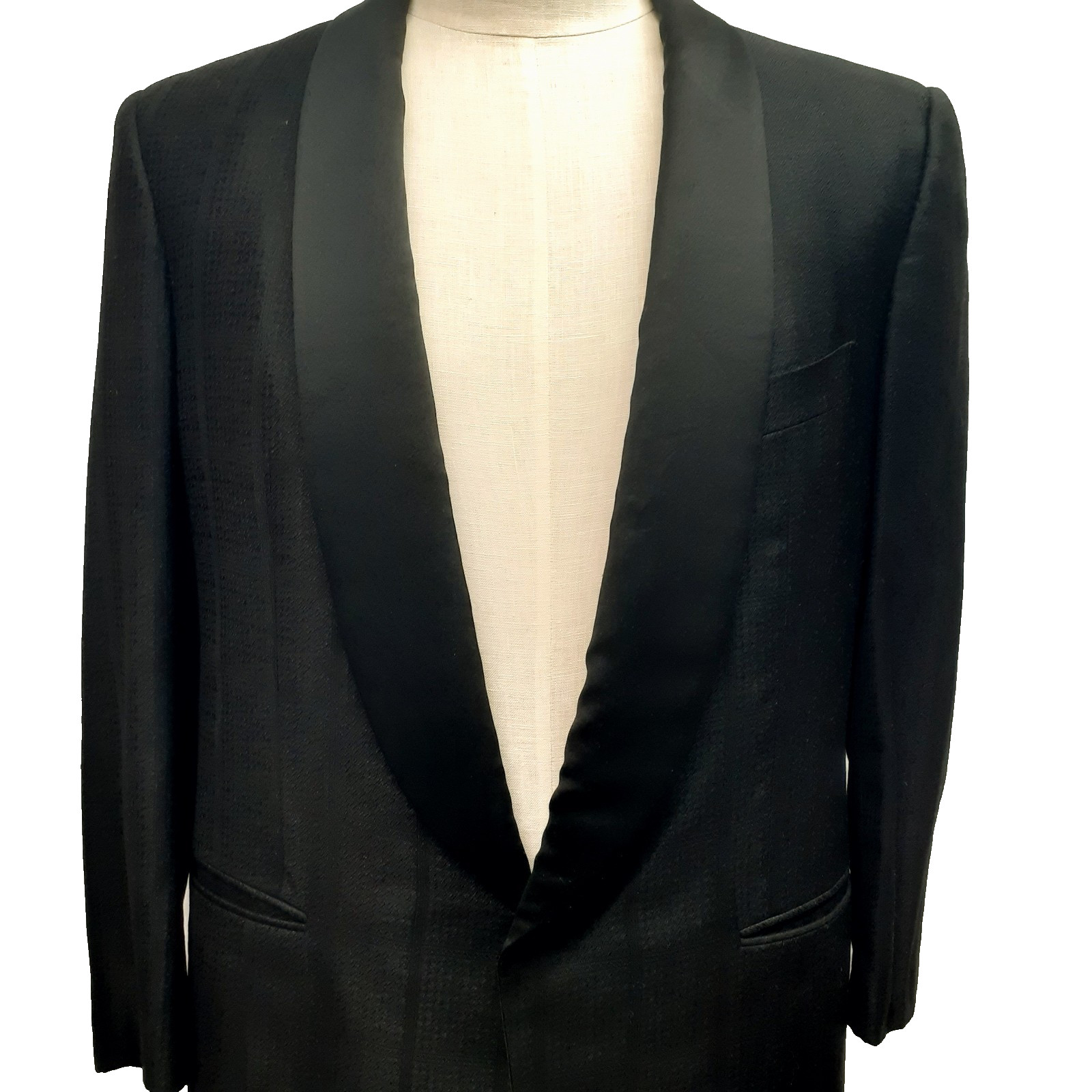 Ermenegildo Zegna 42 Short 1 Button Black Silk Dinner tuxedo jacket Shawl Collar