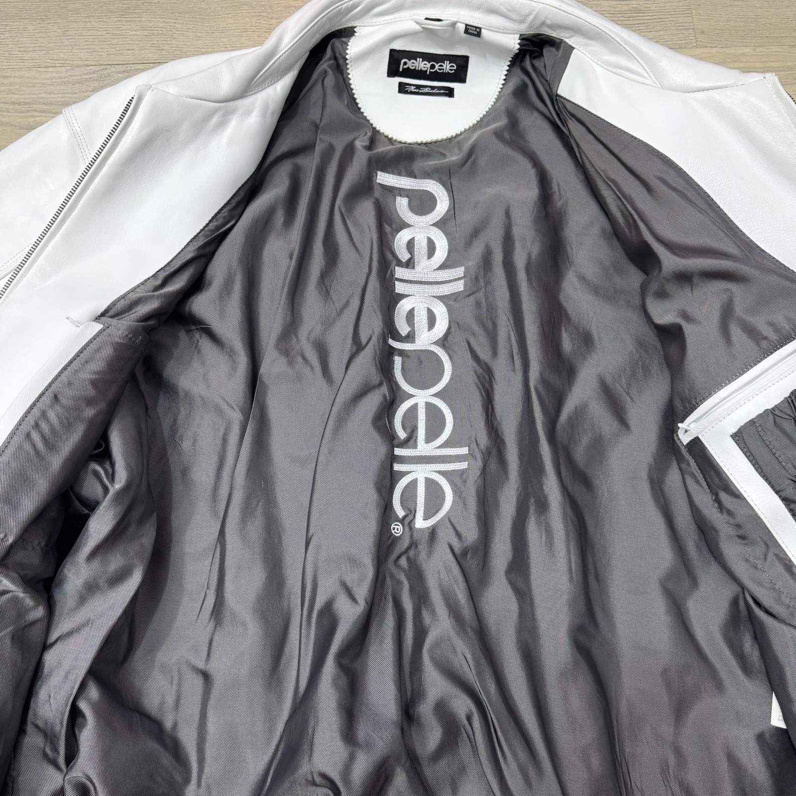 PELLE PELLE Marc Buchanan White Genuine Leather Jacket Men’s Size 56 See Pics