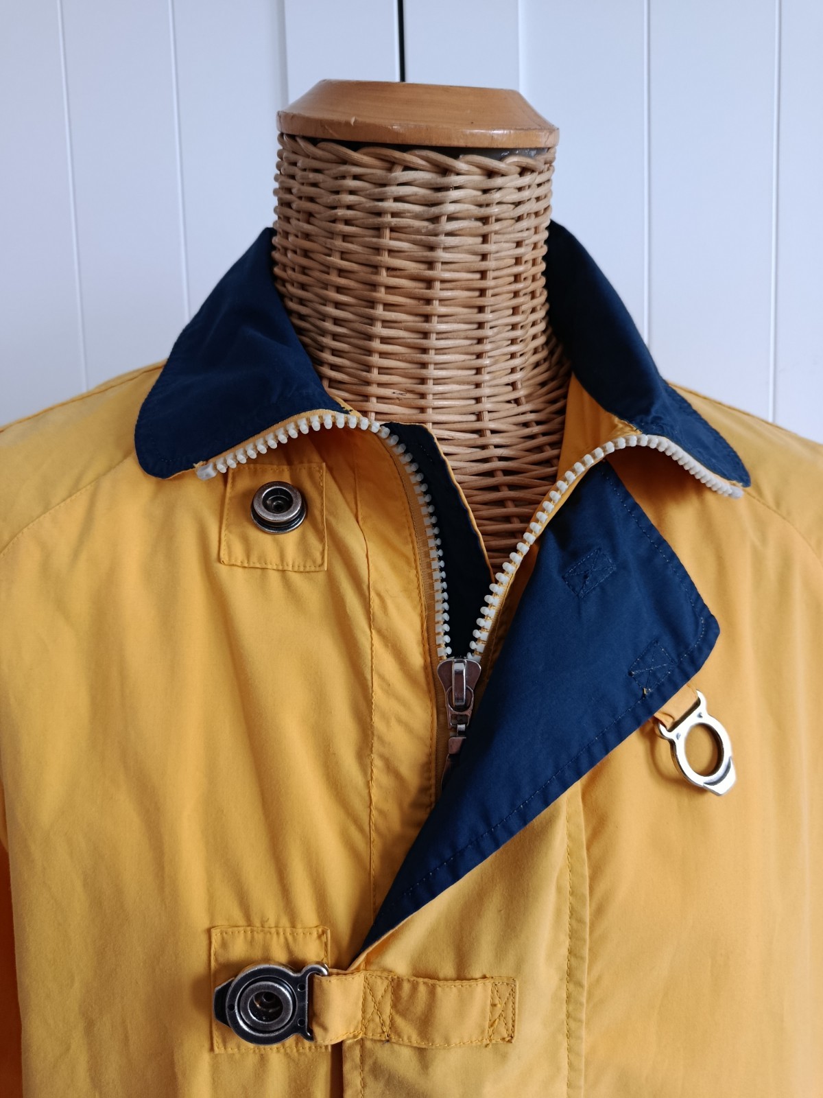 Vintage 90s Yachting Sailing Yellow Clasp Jacket Raincoat Windbreaker Marina S