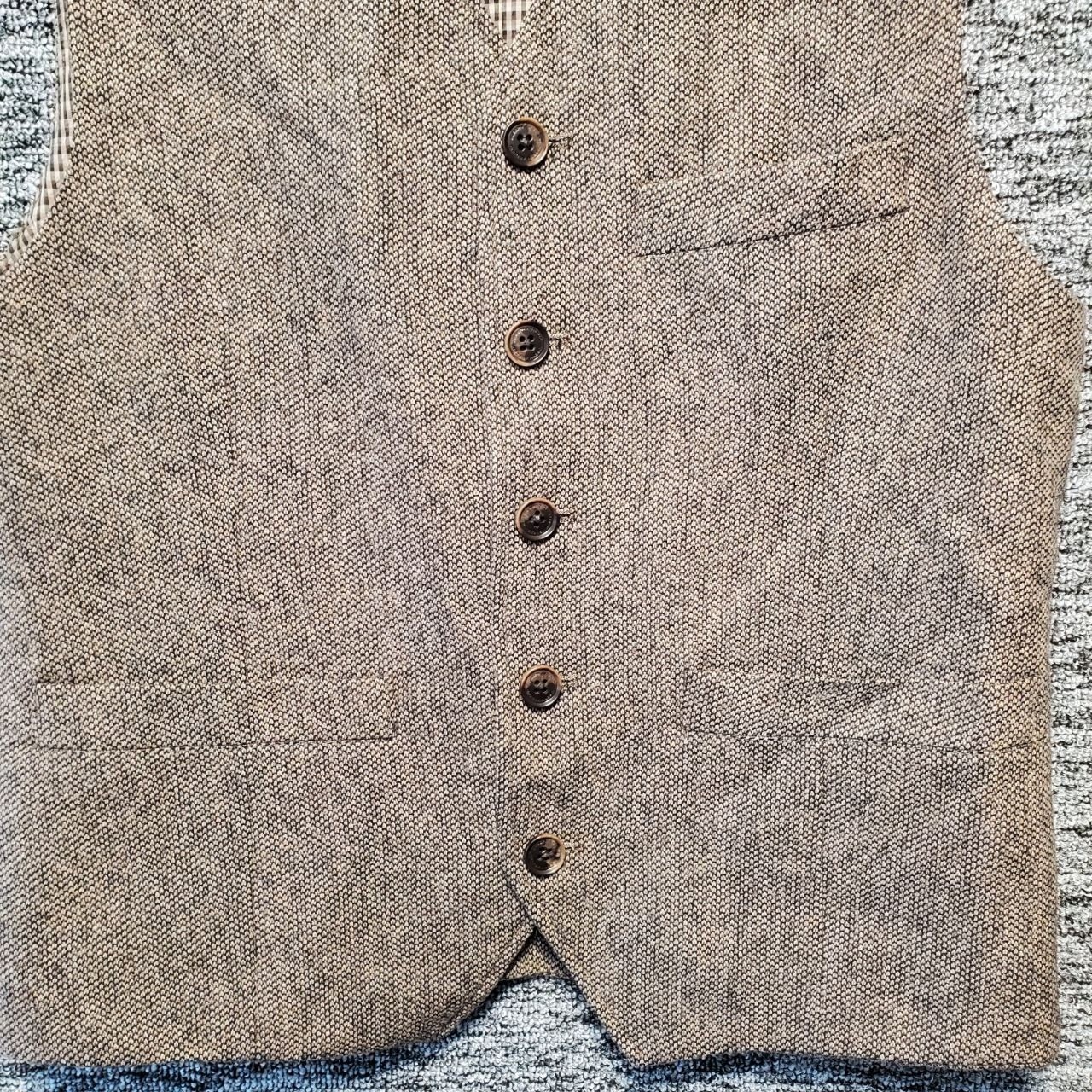 Joseph Abboud Vest Mens Small Brown Tweed V Neck Button Front Classic Formal
