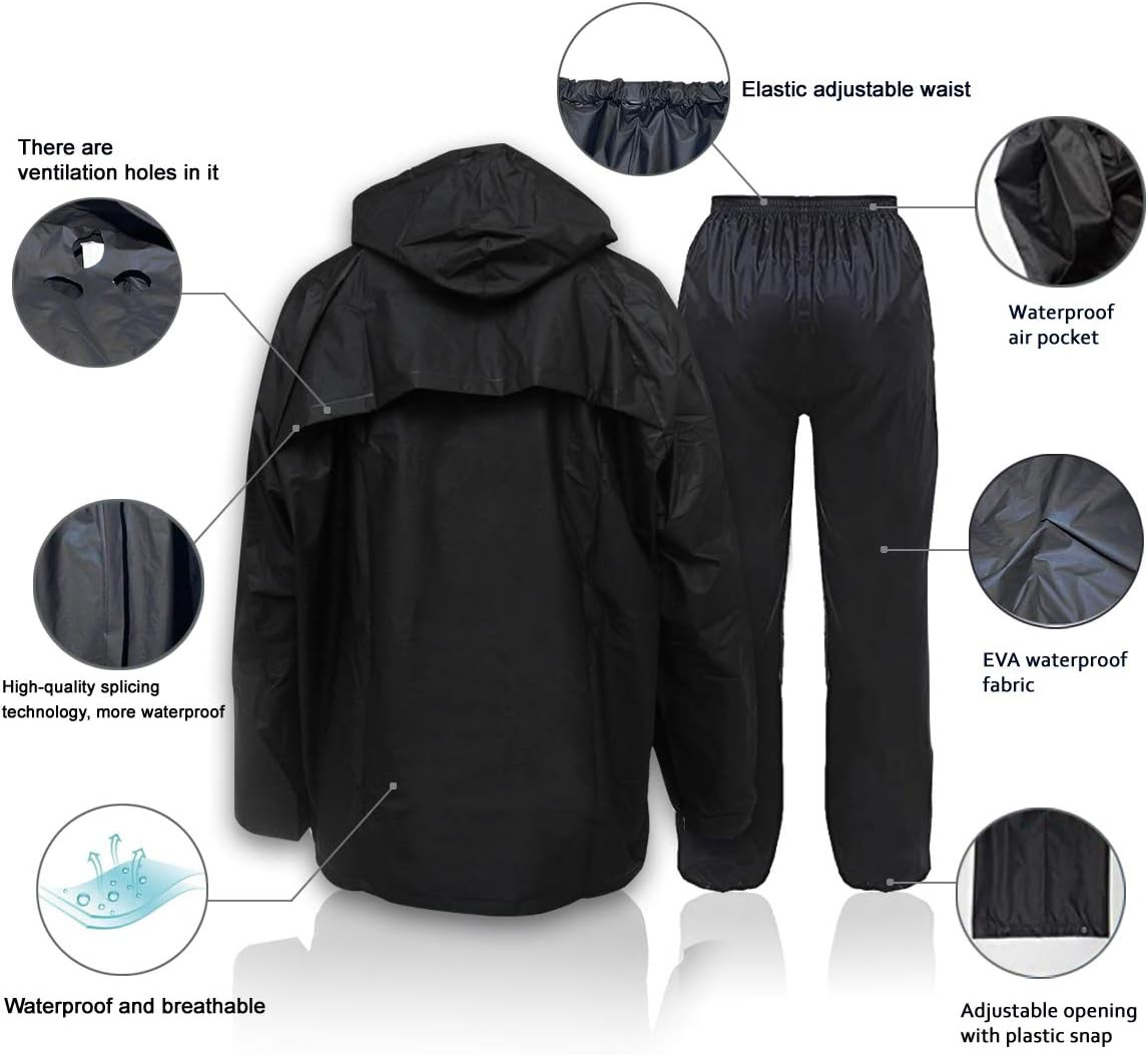 Traje Impermeable EVA Unisex Chaqueta y Pantalon Lluvia Ligero de Proteccion