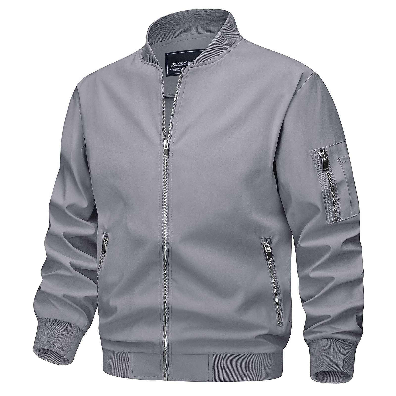 Men’s Thin Bomber Jacket Full-Zip Spring Fall Casual Sportswear Lightweight Coat