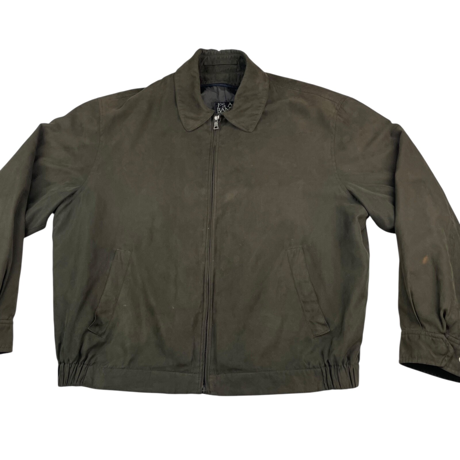 Jos. A. Bank Men’s Faux Suede Full Zip Bomber Jacket Green • Large