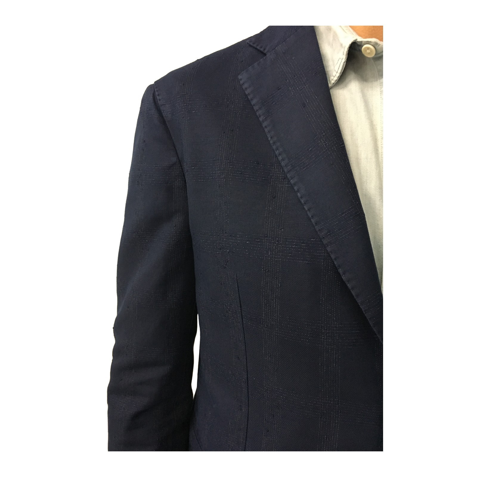 L.B.M. 1911 Men’s Blue Worked Unlined Jacket 78% Cotton 18% Linen Slim Fit 2875