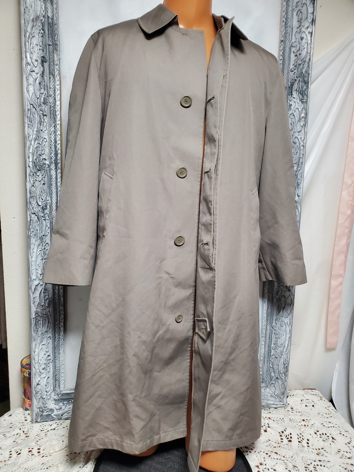 Vtg Men Sz 38S Oleg Cassini Top Trench ALL Season Zip Out Liner Machine Washable