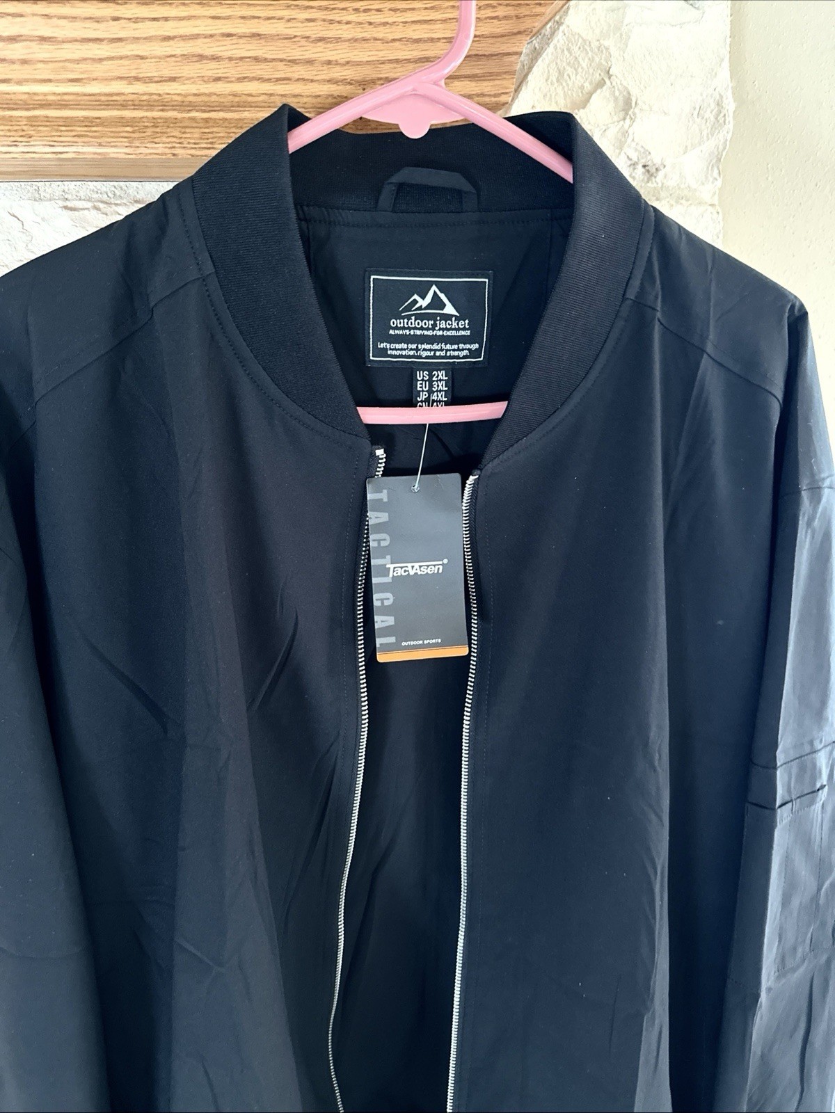 Tacvasen Men’s 2XL BLACK BOMBER Jacket Lightweight MA-1 Flight Windbreaker NWT