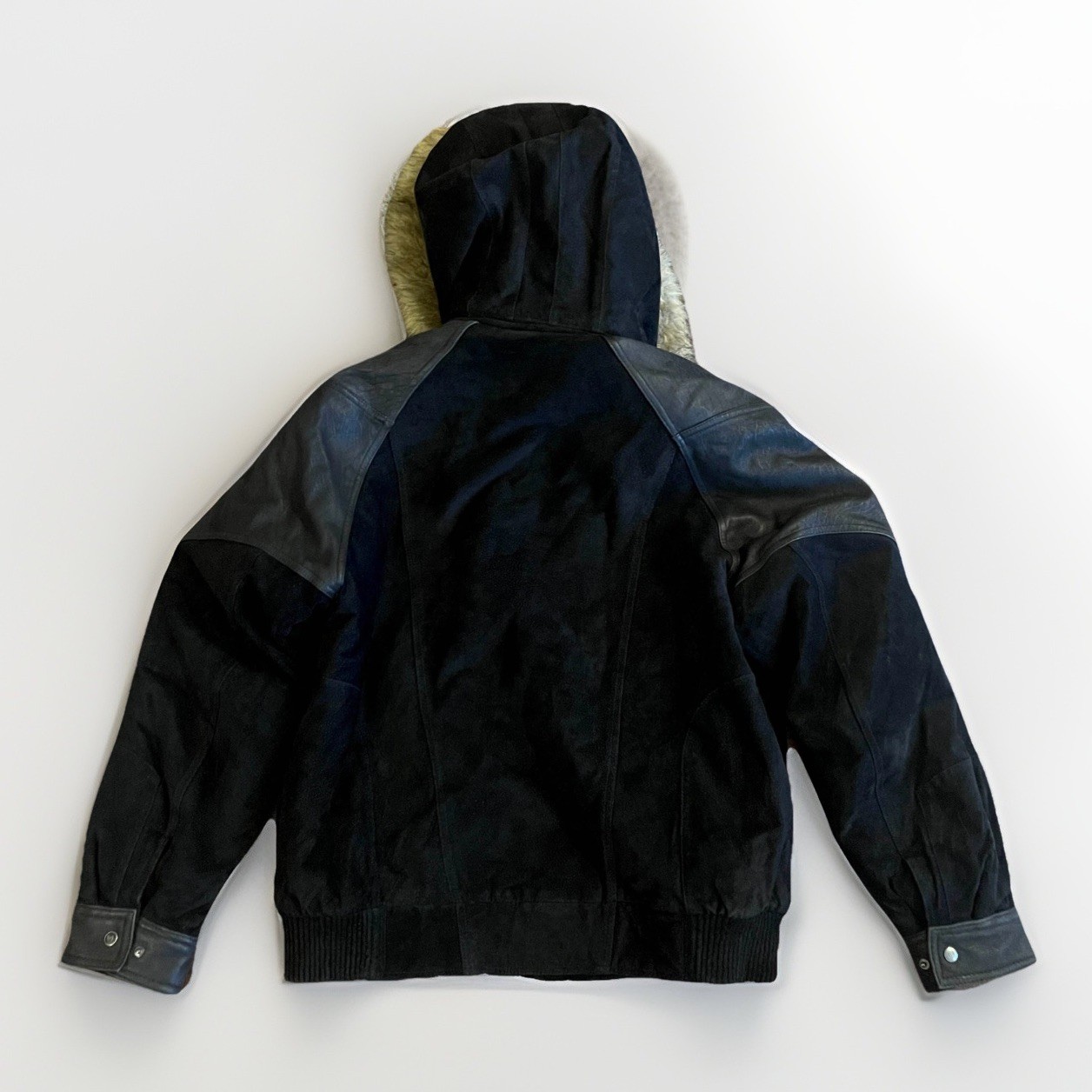 Vintage Y2K Phat Farm Men’s Leather Black Hooded Jacket Size XL RARE!!!