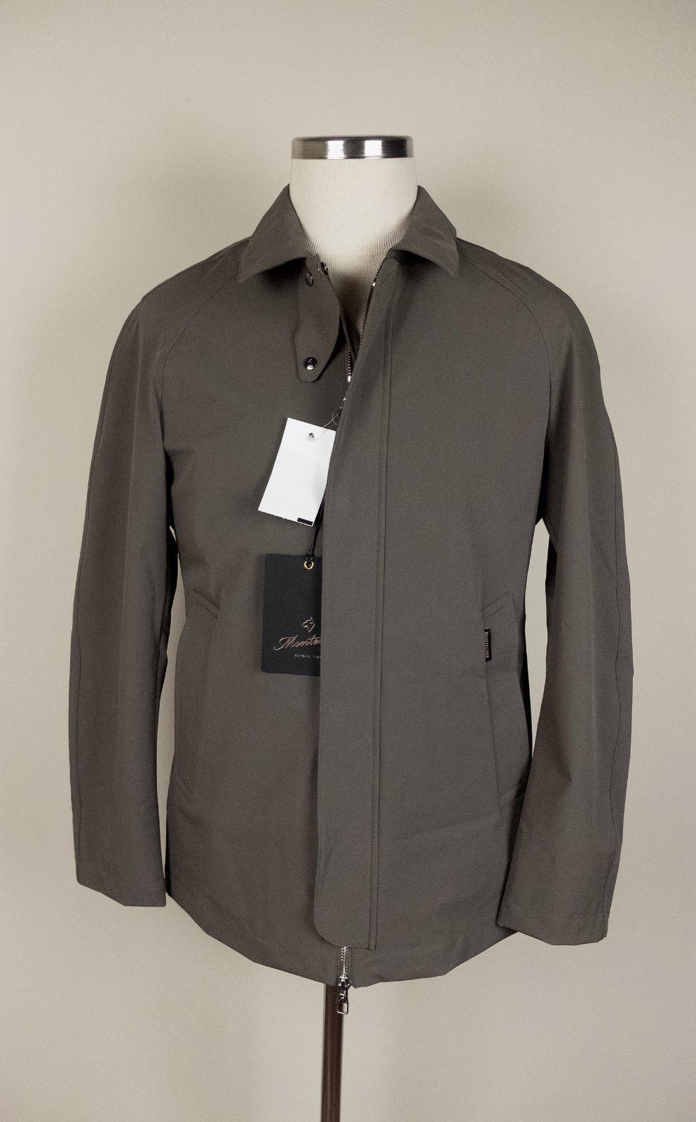 (NO CUSTOMS TAX) MONTECORE Italy khaki green nylon coat jacket 50 IT / Large
