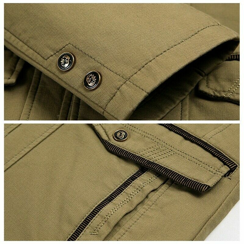 Mens Trench Jacket Windbreaker Outwear Parka Lapel Cotton Overcoat Business