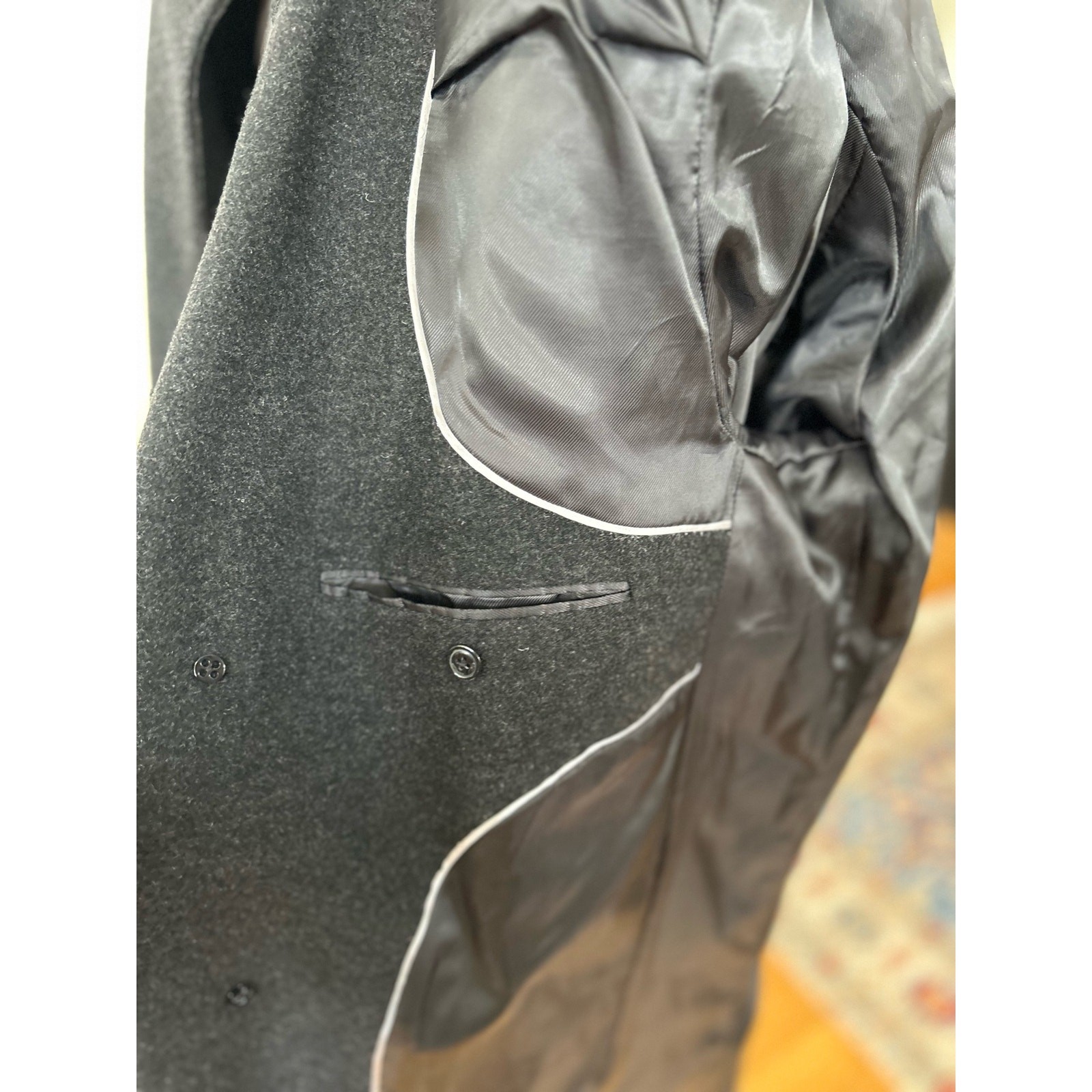 Pronto Uomo Marled Black Wool & Cashmere Blend Peacoat 42R