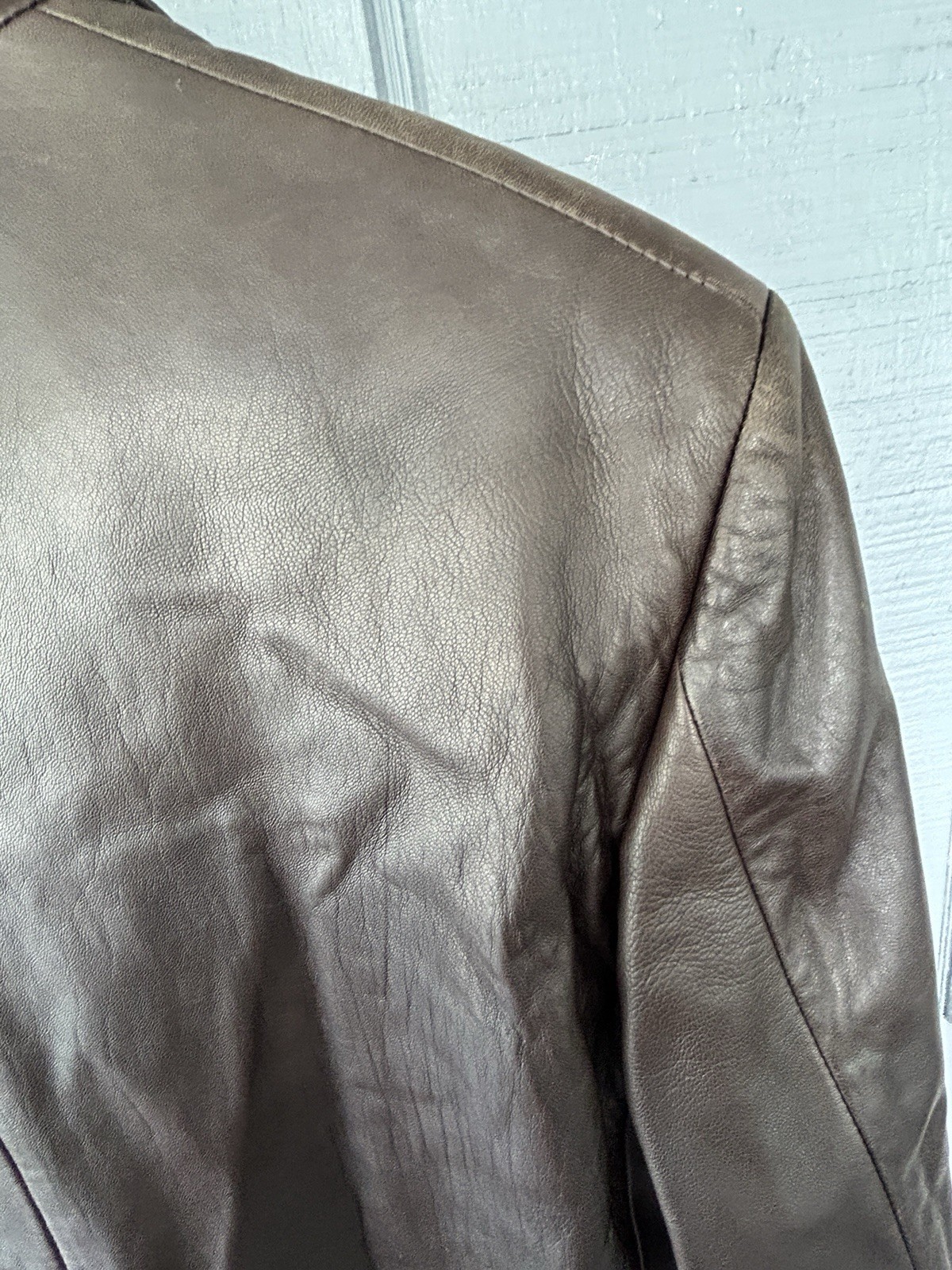 Banana Republic Leather Blazer Jacket Mens Large Brown Two Button