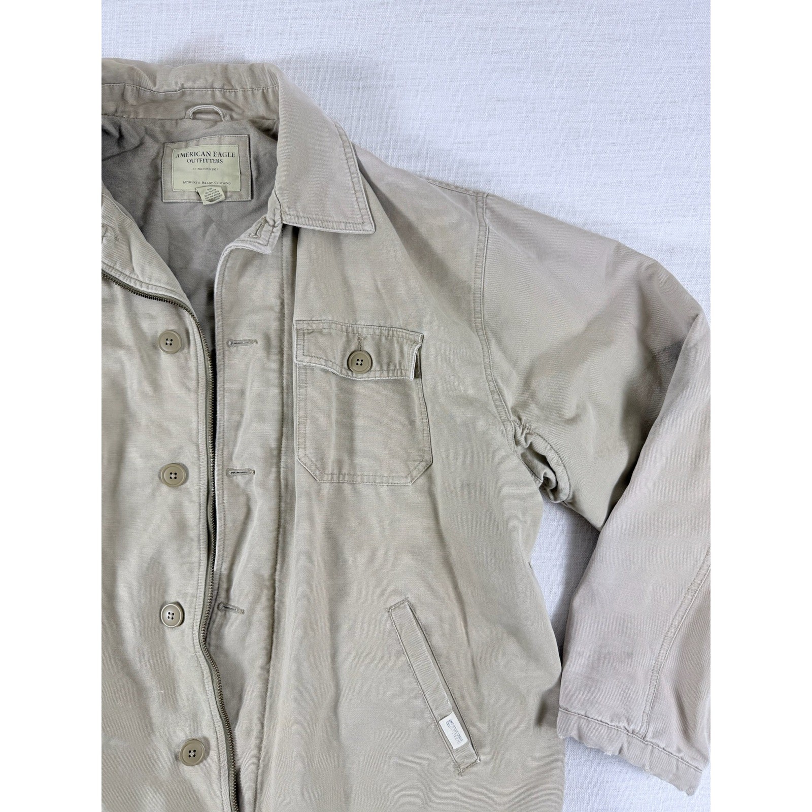 American Eagle Outfitters Mens XXL Khaki Tan Cotton Workwear Jacket RN 54485