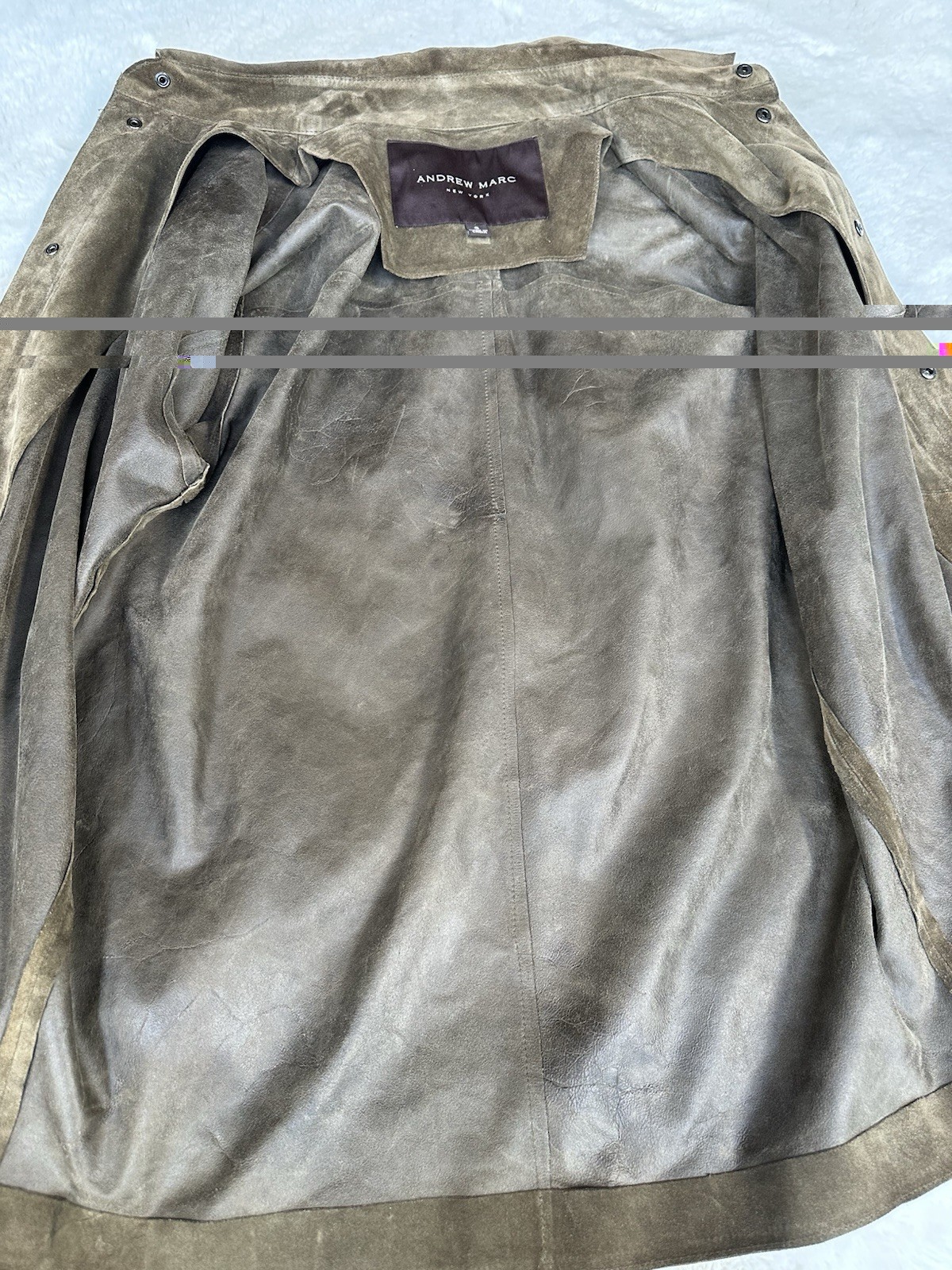 Andrew Marc mens suede leather jacket small olive brown