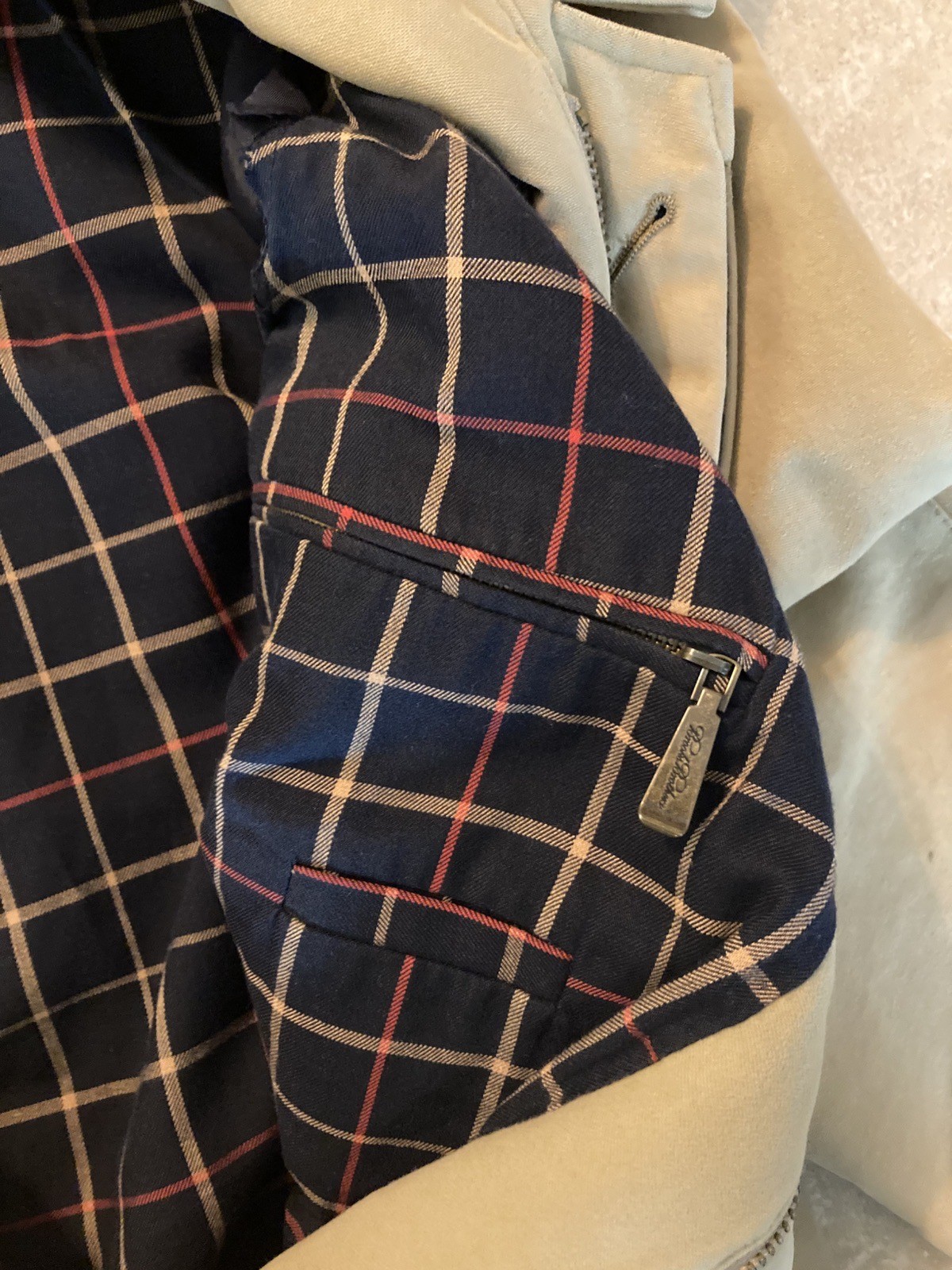 Brooks Brothers Walking Coat Khaki Size Small, Wool Blend, Plaid, See Pictures