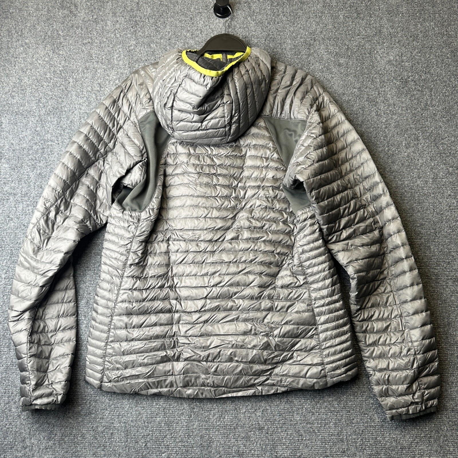 Eddie Bauer First Ascent Jacket Mens M Grey 800 Fill Power Down Hooded Puffer
