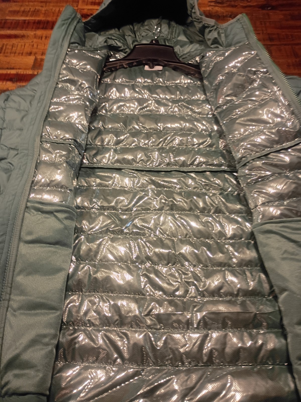 Columbia Mens White Out Omni Heat Hooded Insulated PUFFER Jacket Large Grass Gre
