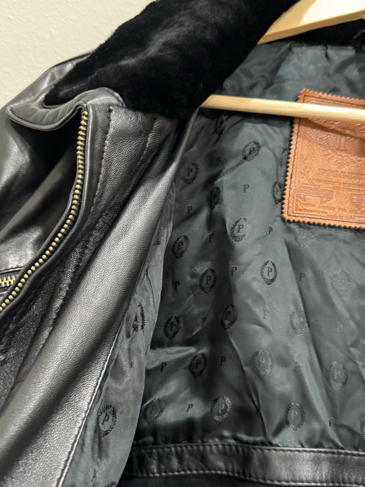 Pollini Italy Men’s Leather Bomber Jacket Size 52, US 42