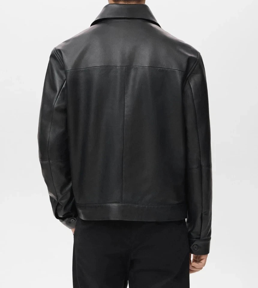 NEW Men’s Black Genuine 100% Lambskin Leather Jacket Handmade Bomber Style Coat