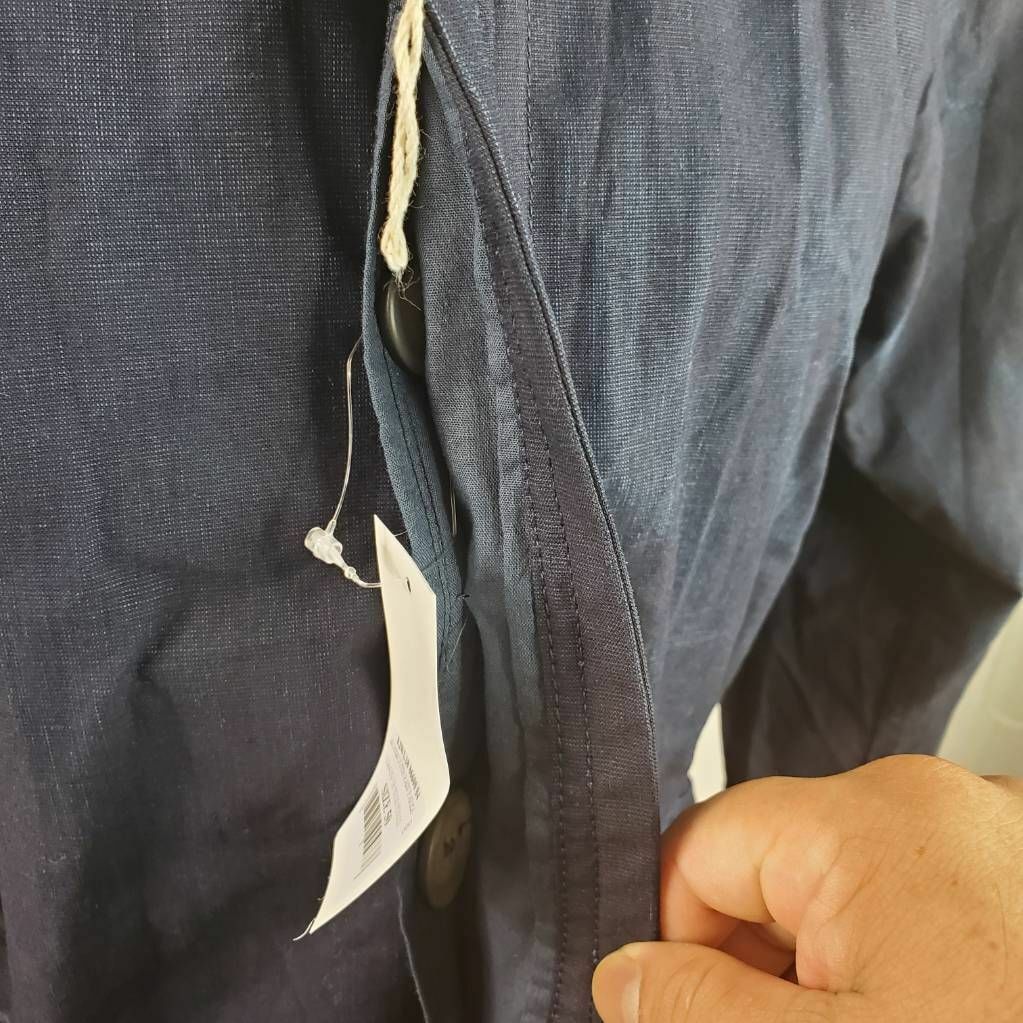 Monmouth Mens Rain Parka Jacket Blue Button Drawstring Detachable Hood M/50 New