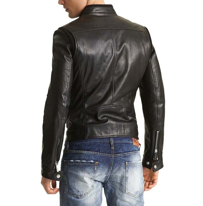 Handmade Mens Biker Leather Jacket, Slim Fit Leather Jacket Mens, Men Fashion