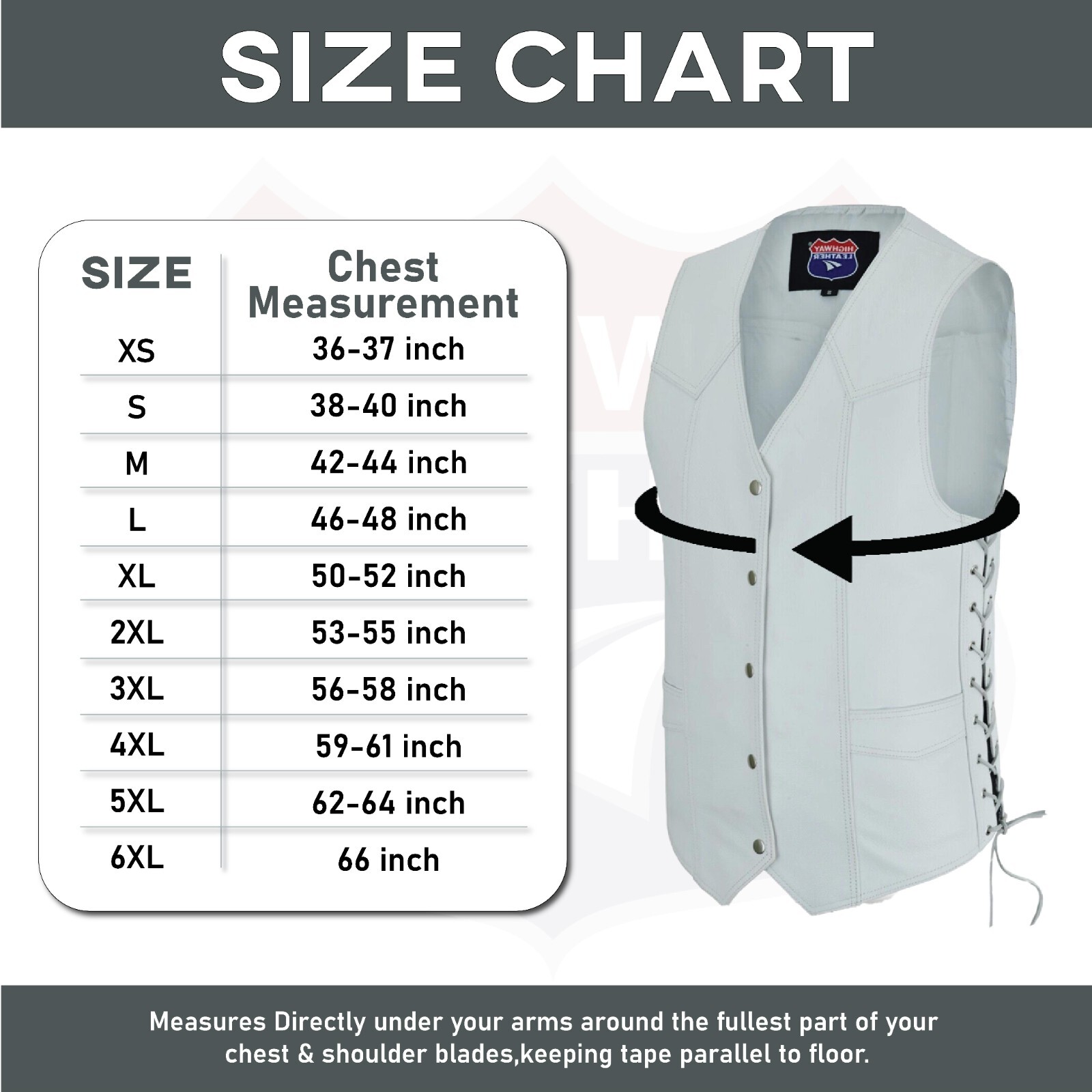 Men Motorcycle Leather Biker Vest Side Lace Pistol Pockets Patch HL11614 White