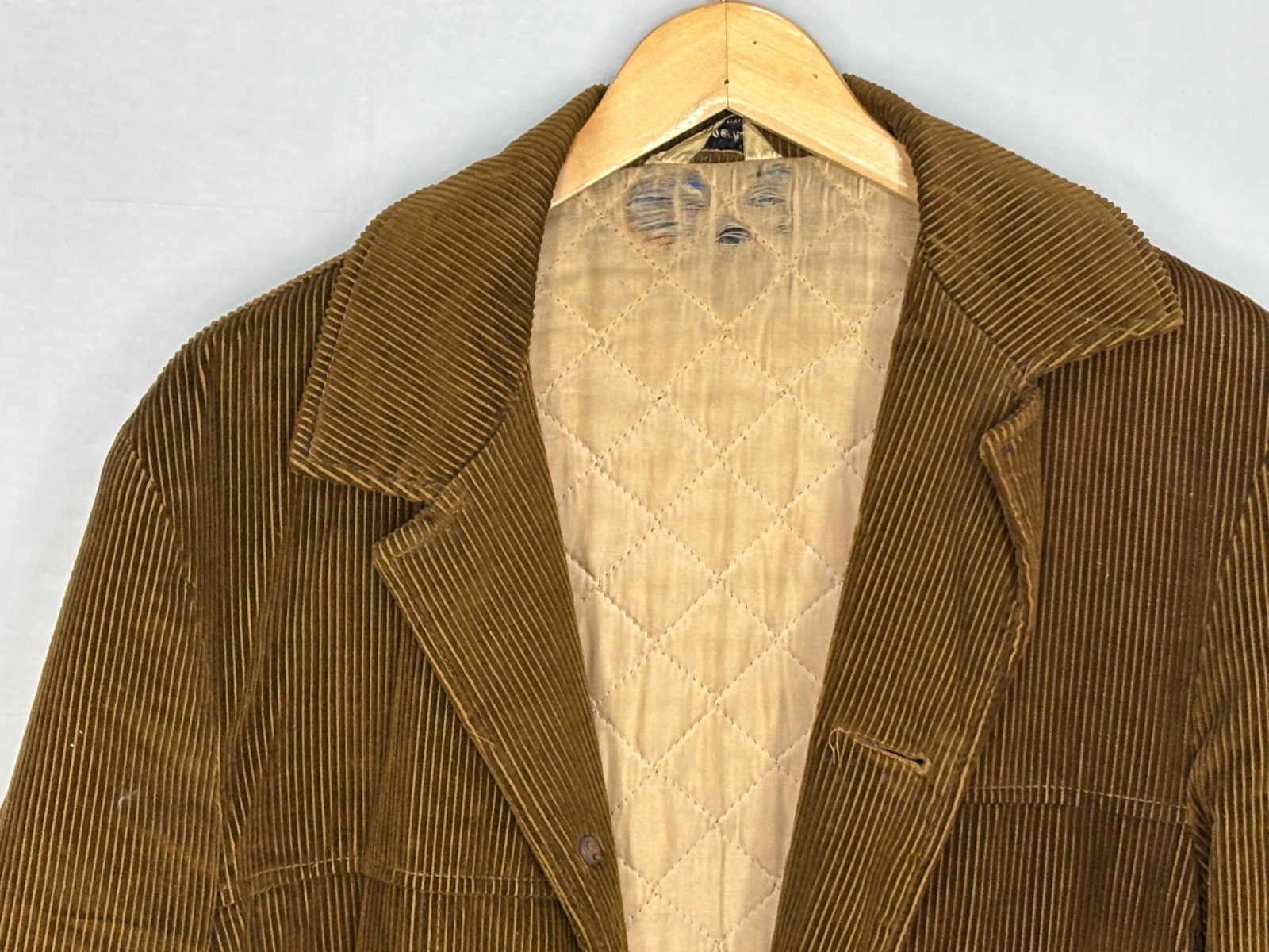 Vintage Fingerhut Corduroy Blazer Mens Tan Brown Notch Lapel Lined Collared 40
