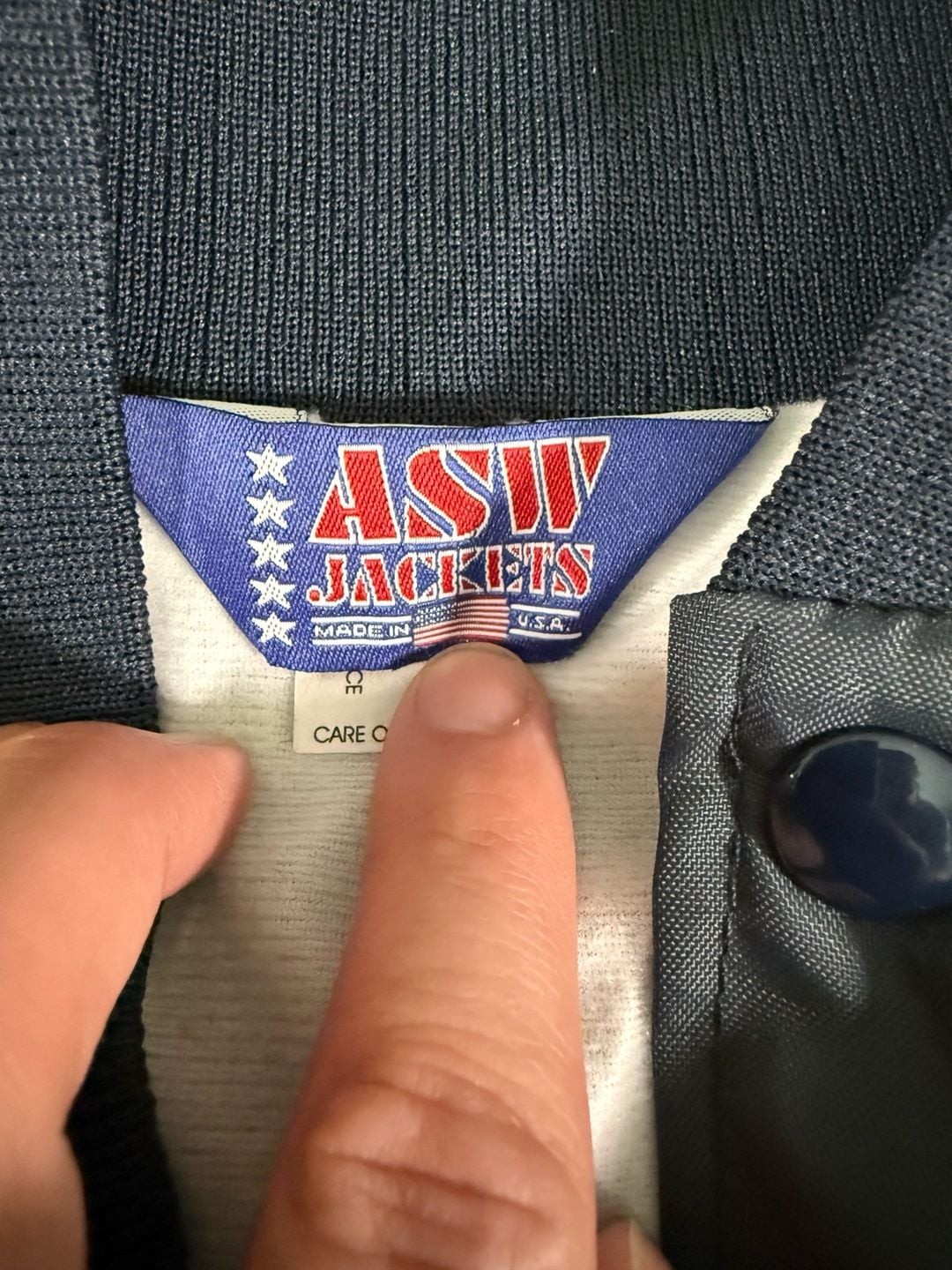ASW Jackets Vintage Nylon Satin Bomber Varsity Jacket Black Medium Made in USA