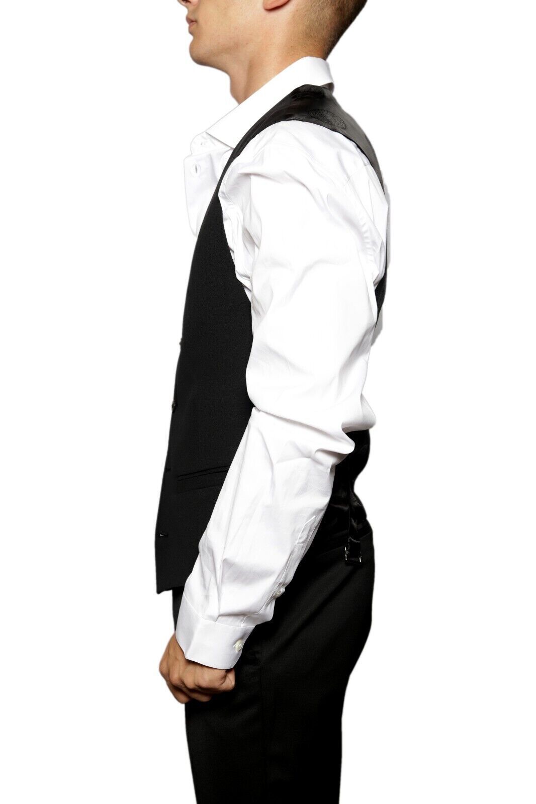 NWT Versace VIP Capsule Nero Gilet Formal Vest White 100% Silk Back Sz 54 XL