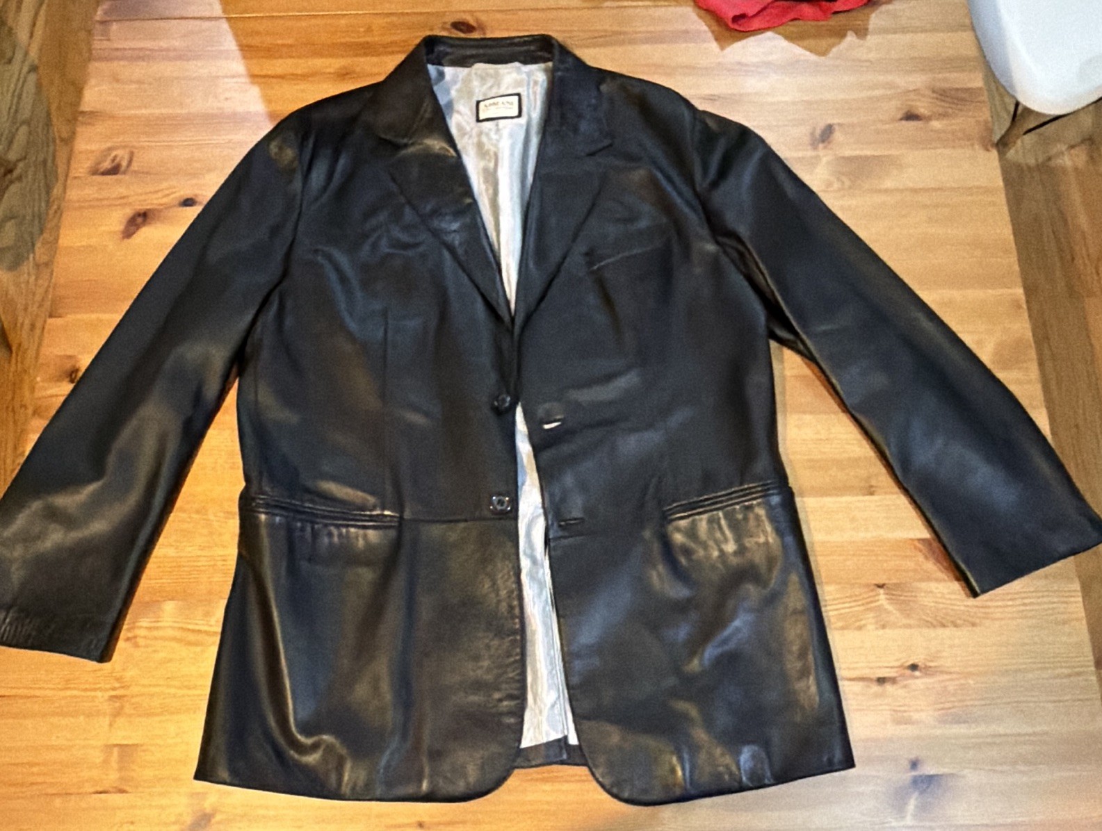 Vintage Giorgio Armani Men’s Black Leather Blazer Jacket Size 44