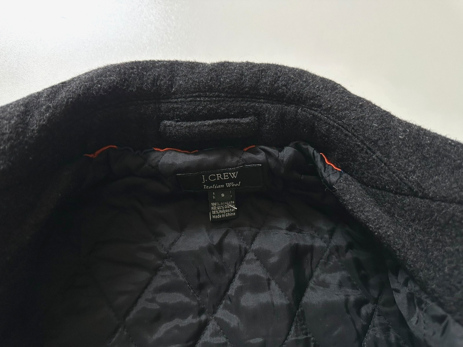 Men’s J.Crew Dark Gray Italian Wool Quilted Insulated Destination Topcoat Small