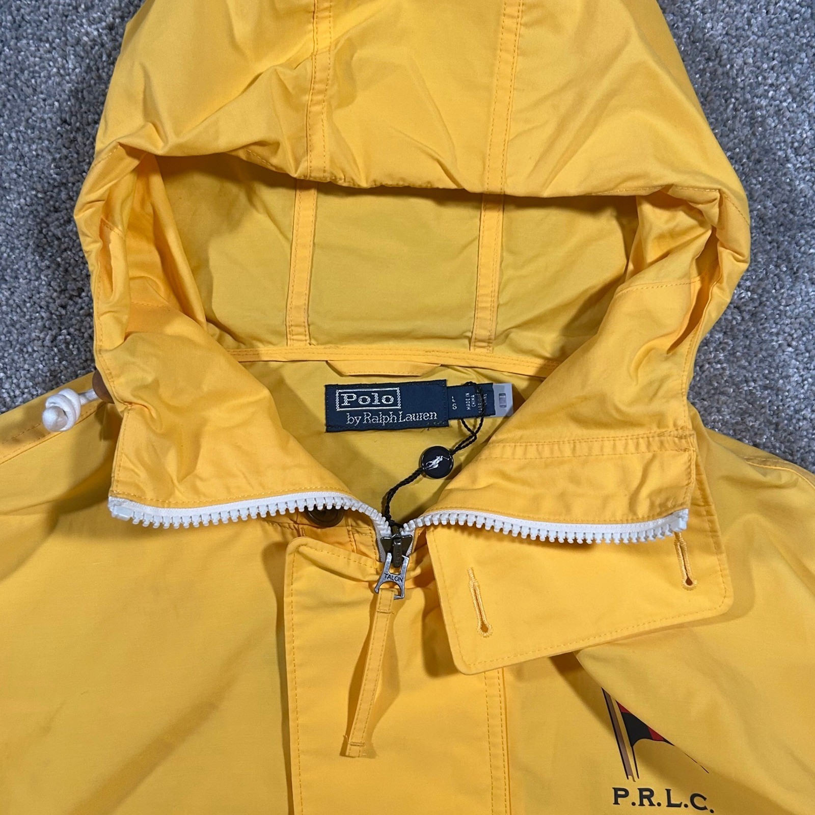 Polo Ralph Lauren Mens PRLC Sailing Jacket Yellow Hooded Windbreaker Large NWT